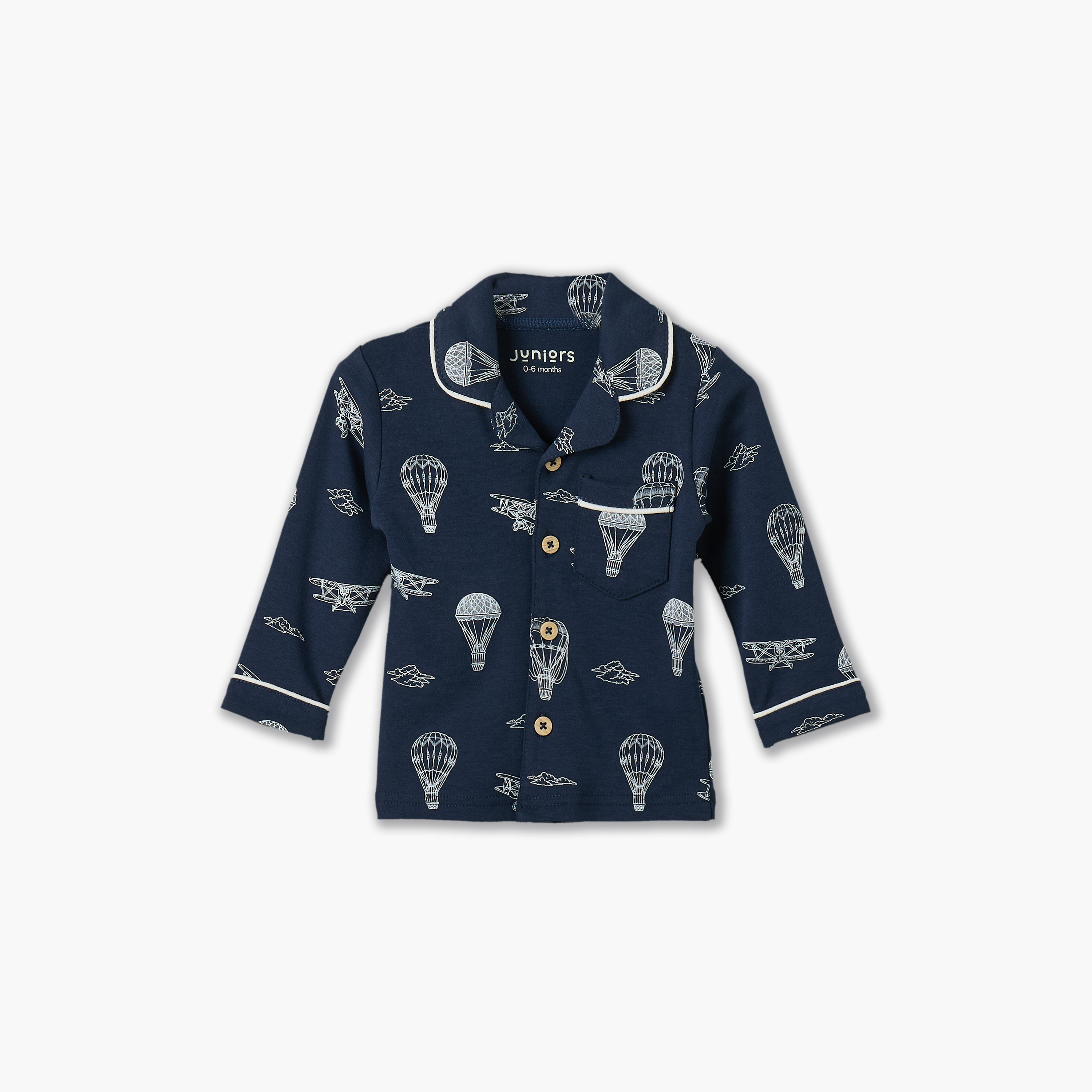 طقم بيجاما قطن بأكمام طويلة وياقة بطبعات منطاد هواء ساخن من جونيورز-baby-boys-clothing-nightwear-pyjamasets-image-3