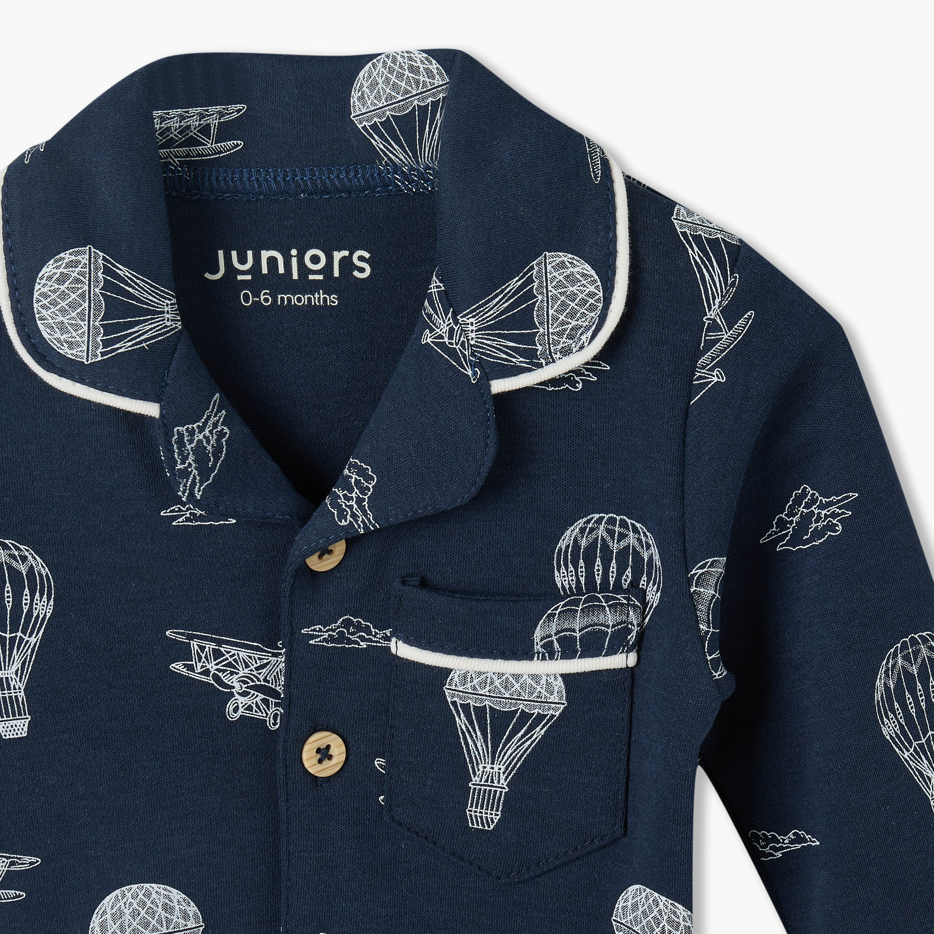 طقم بيجاما قطن بأكمام طويلة وياقة بطبعات منطاد هواء ساخن من جونيورز-baby-boys-clothing-nightwear-pyjamasets-image-7