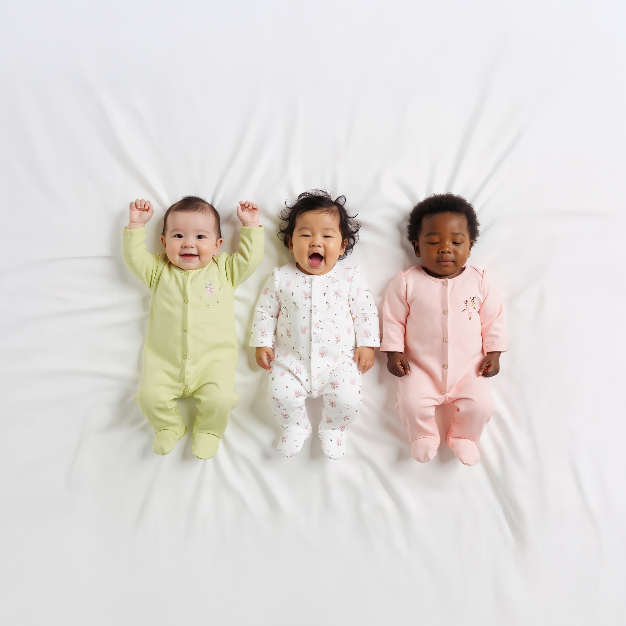 Juniors Printed Closed Feet Sleepsuit with Long Sleeves - Set of 3-baby-girls-clothing-nightwear-sleepsuits-image-2