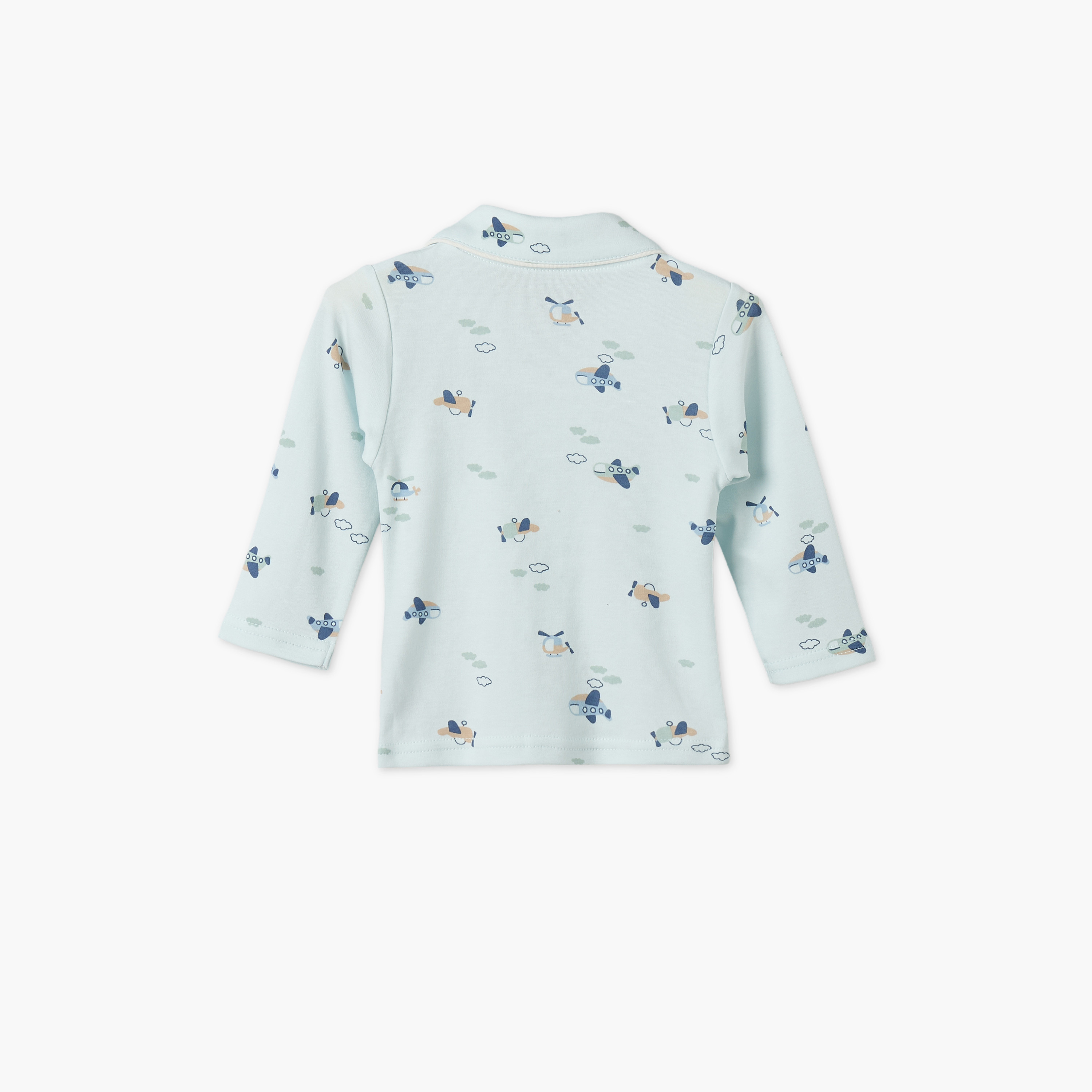 طقم بيجاما قطن بأكمام طويلة وياقة عاديّة بطبعات الطيران من جونيورز-baby-boys-clothing-nightwear-pyjamasets-image-5