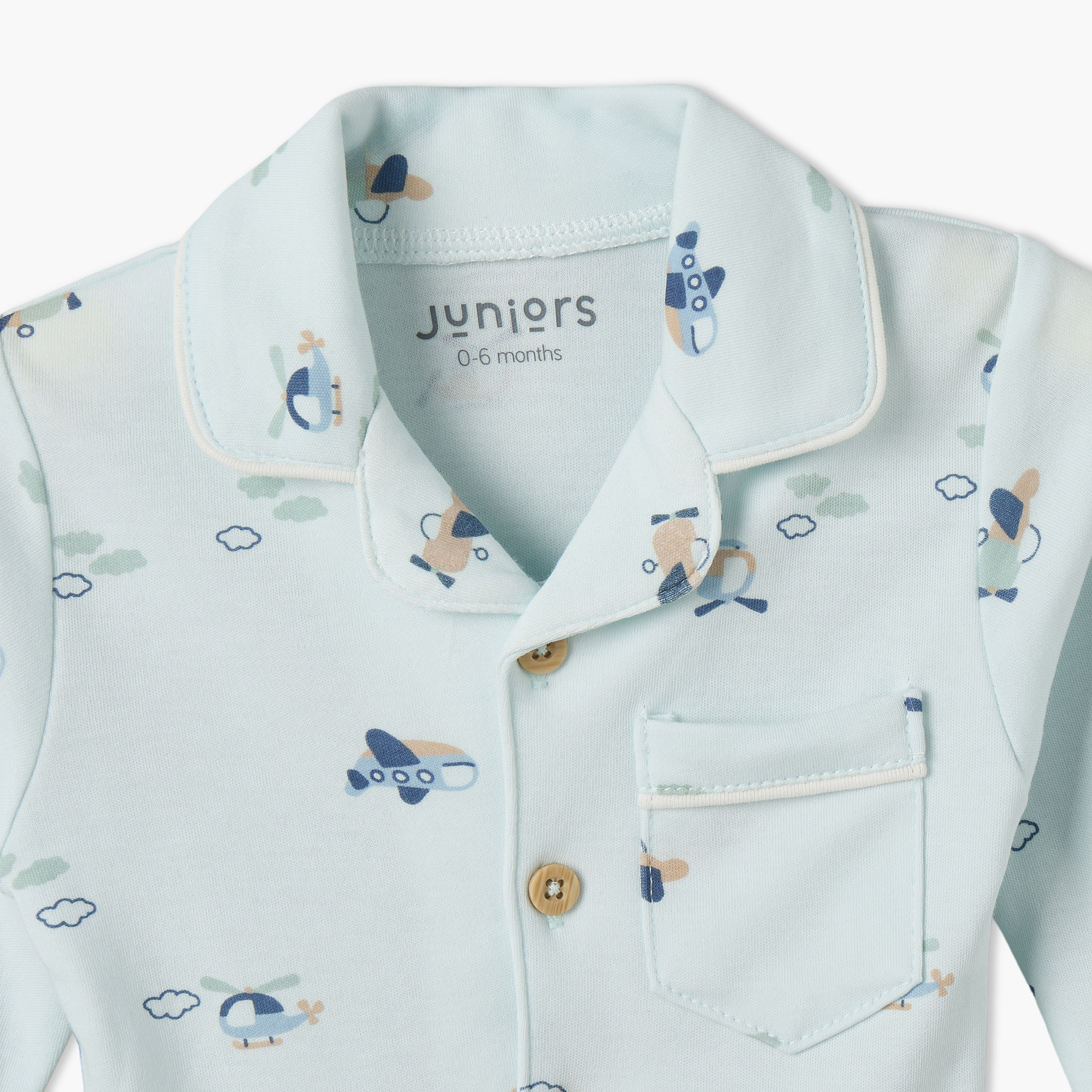 طقم بيجاما قطن بأكمام طويلة وياقة عاديّة بطبعات الطيران من جونيورز-baby-boys-clothing-nightwear-pyjamasets-image-7