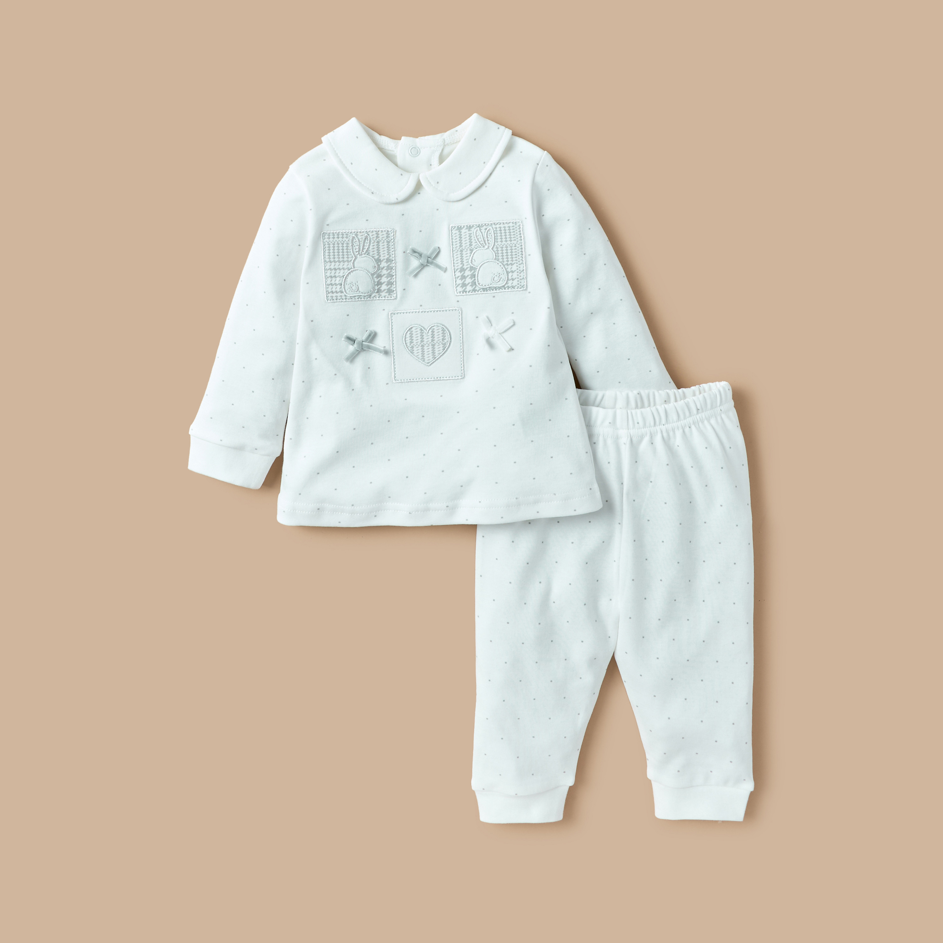 Giggles Bunny Embroidered T-shirt and Pyjama Set-baby-boys-clothing-nightwear-pyjamasets-image-1