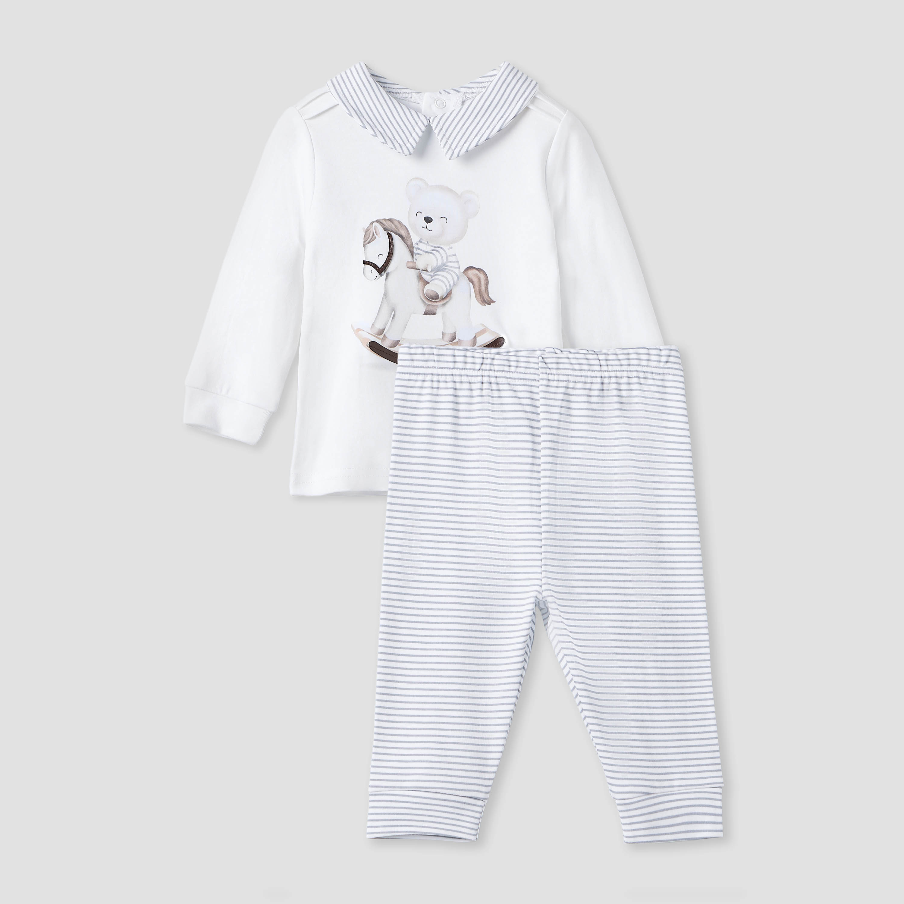Giggles Printed Collared T-shirt and Pyjama Set-baby-boys-clothing-nightwear-pyjamasets-image-1