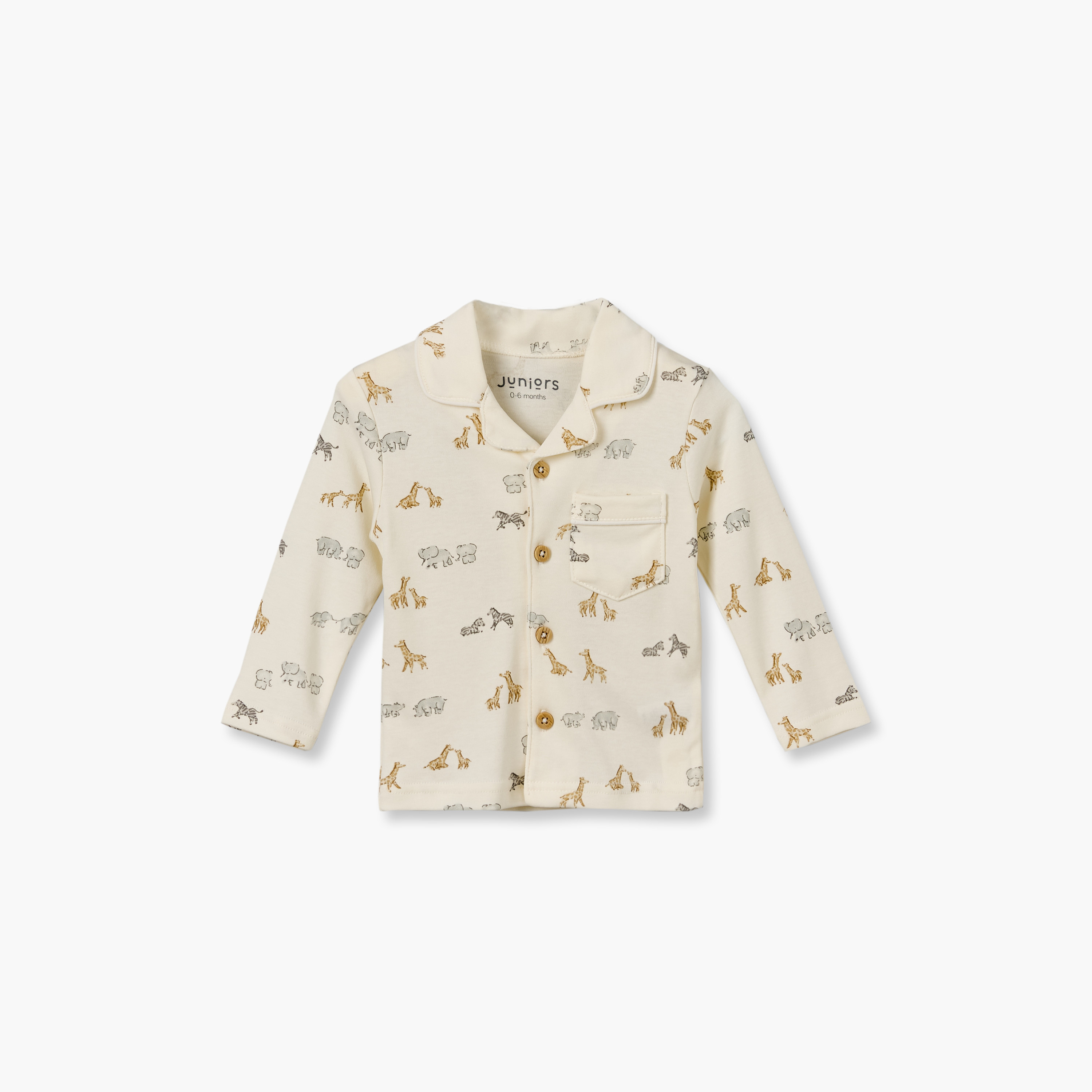 طقم بيجاما قطن بأكمام طويلة وياقة بطبعات سفاري من جونيورز-baby-boys-clothing-nightwear-pyjamasets-image-3