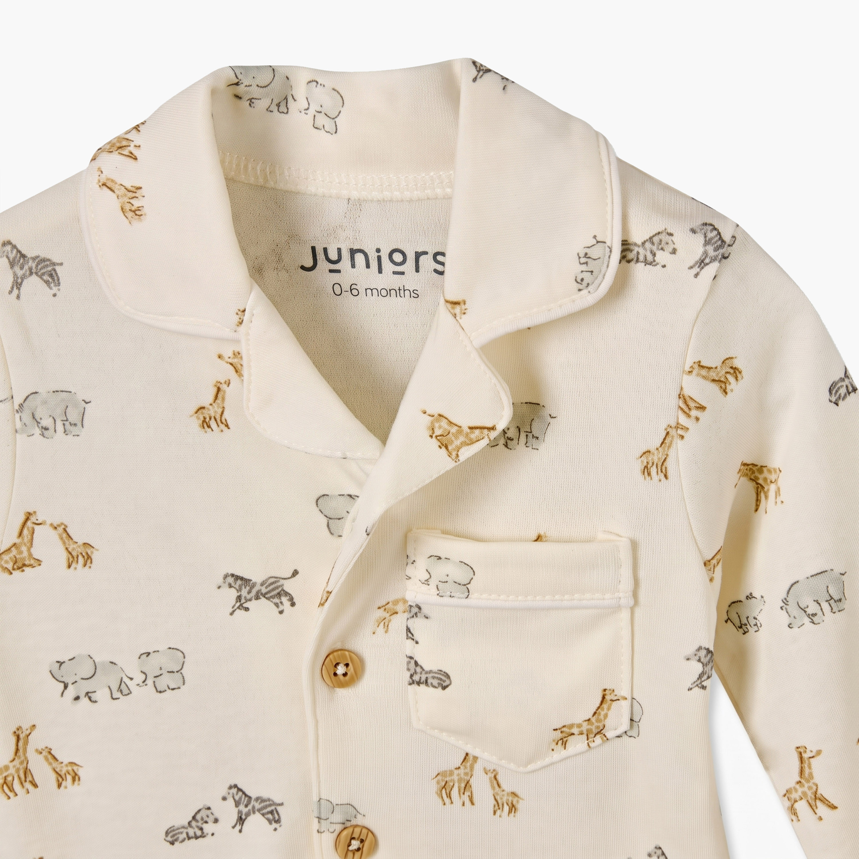 طقم بيجاما قطن بأكمام طويلة وياقة بطبعات سفاري من جونيورز-baby-boys-clothing-nightwear-pyjamasets-image-7