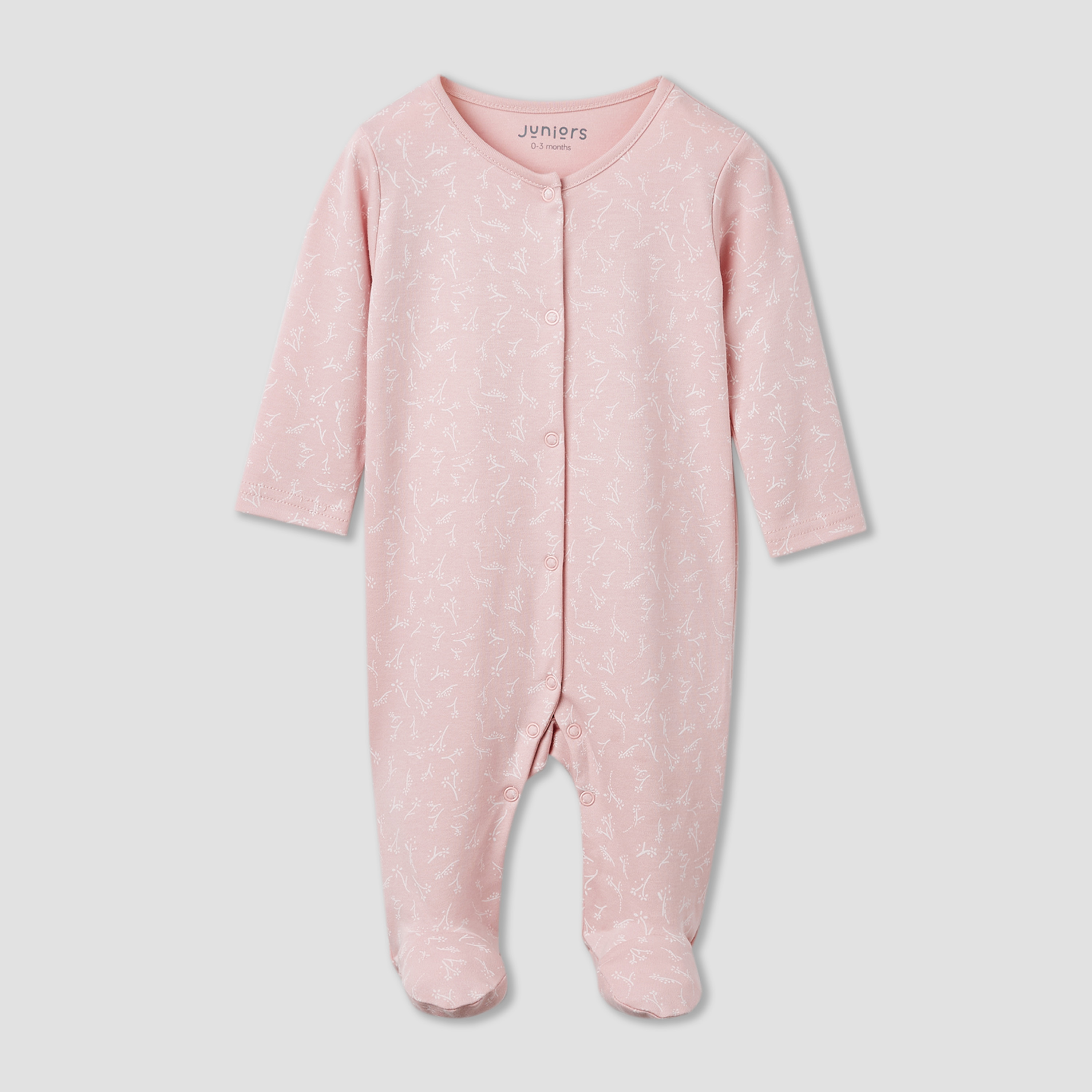 بدلة نوم بأقدام مغلقة وأكمام طويلة من جونيورز - طقم 3 قطع متنوعة-baby-girls-clothing-nightwear-sleepsuits-image-4