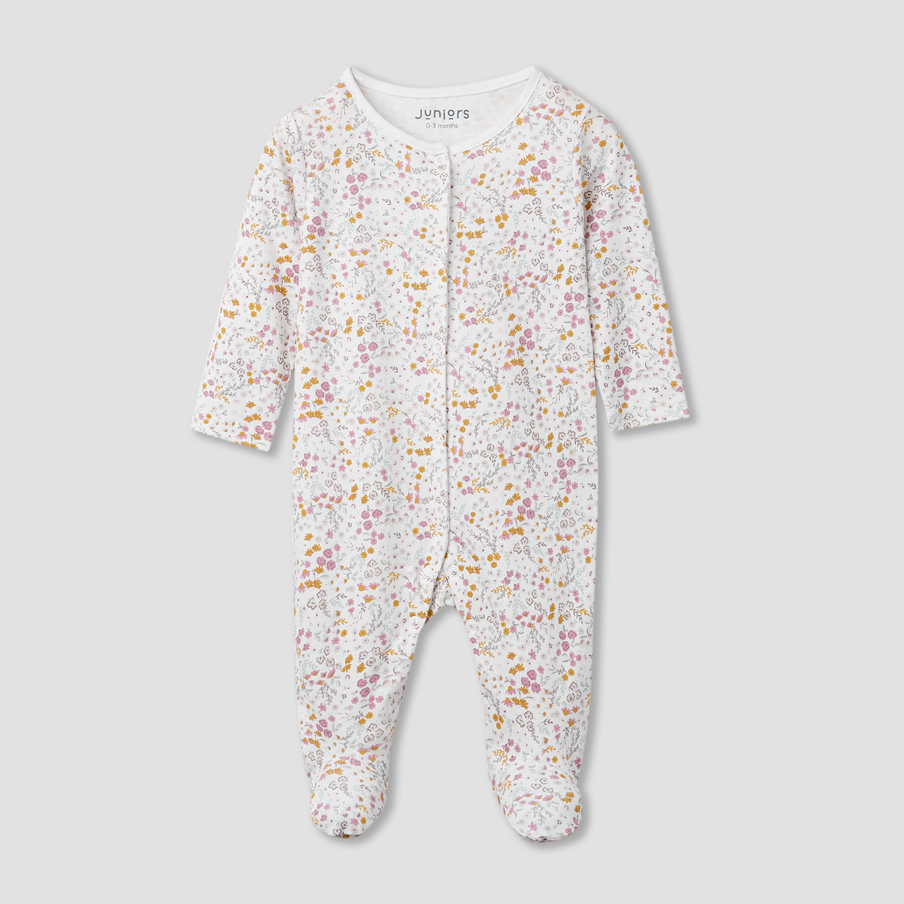 بدلة نوم بأقدام مغلقة وأكمام طويلة من جونيورز - طقم 3 قطع متنوعة-baby-girls-clothing-nightwear-sleepsuits-image-5