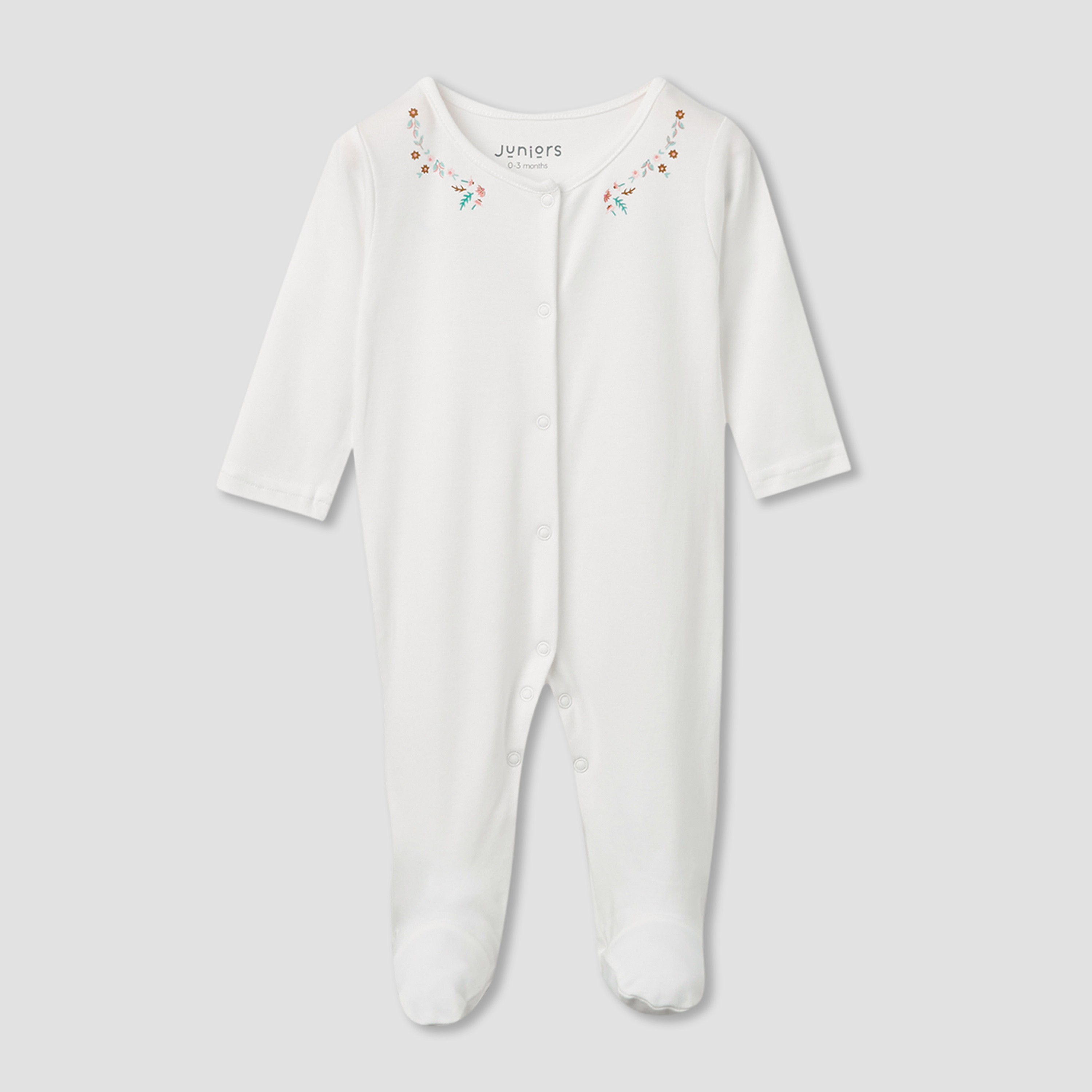 بدلة نوم بأقدام مغلقة وأكمام طويلة من جونيورز - طقم 3 قطع متنوعة-baby-girls-clothing-nightwear-sleepsuits-image-6
