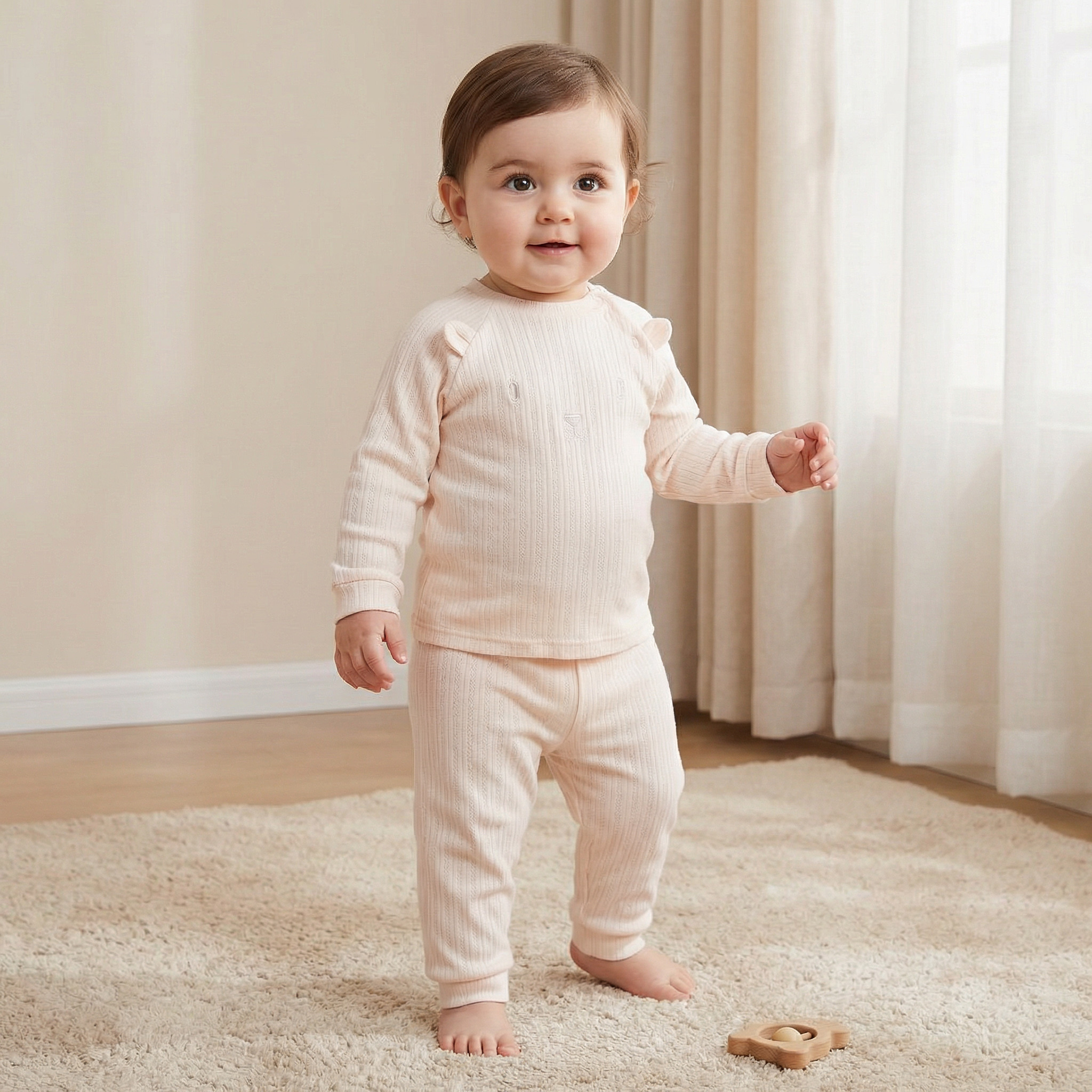 Juniors Ear Applique T-shirt and Textured Pyjama Set-baby-boys-clothing-nightwear-pyjamasets-image-1