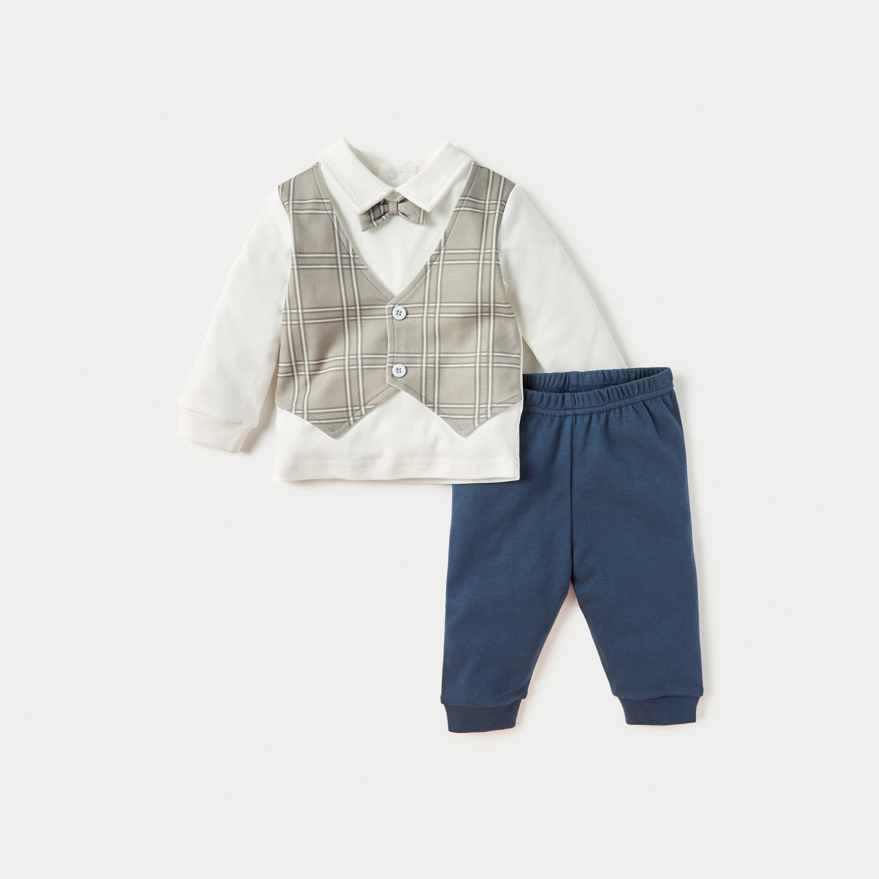 Giggles Checked Shirt and Pyjama Set-baby-girls-clothing-nightwear-pyjamasets-image-1