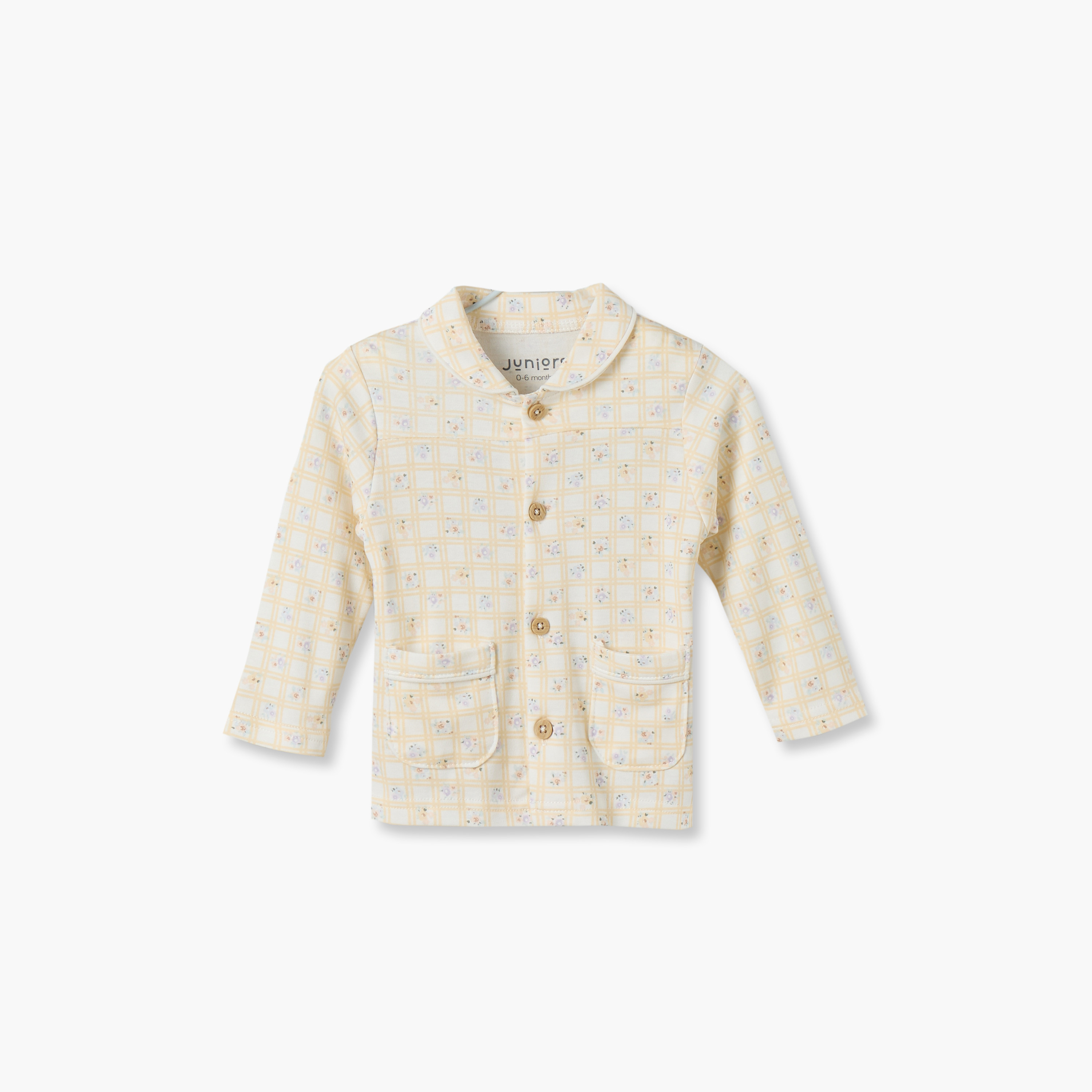 طقم بيجاما قطن بأكمام طويلة وياقة بطبعات زهور من جونيورز-baby-girls-clothing-nightwear-pyjamasets-image-2