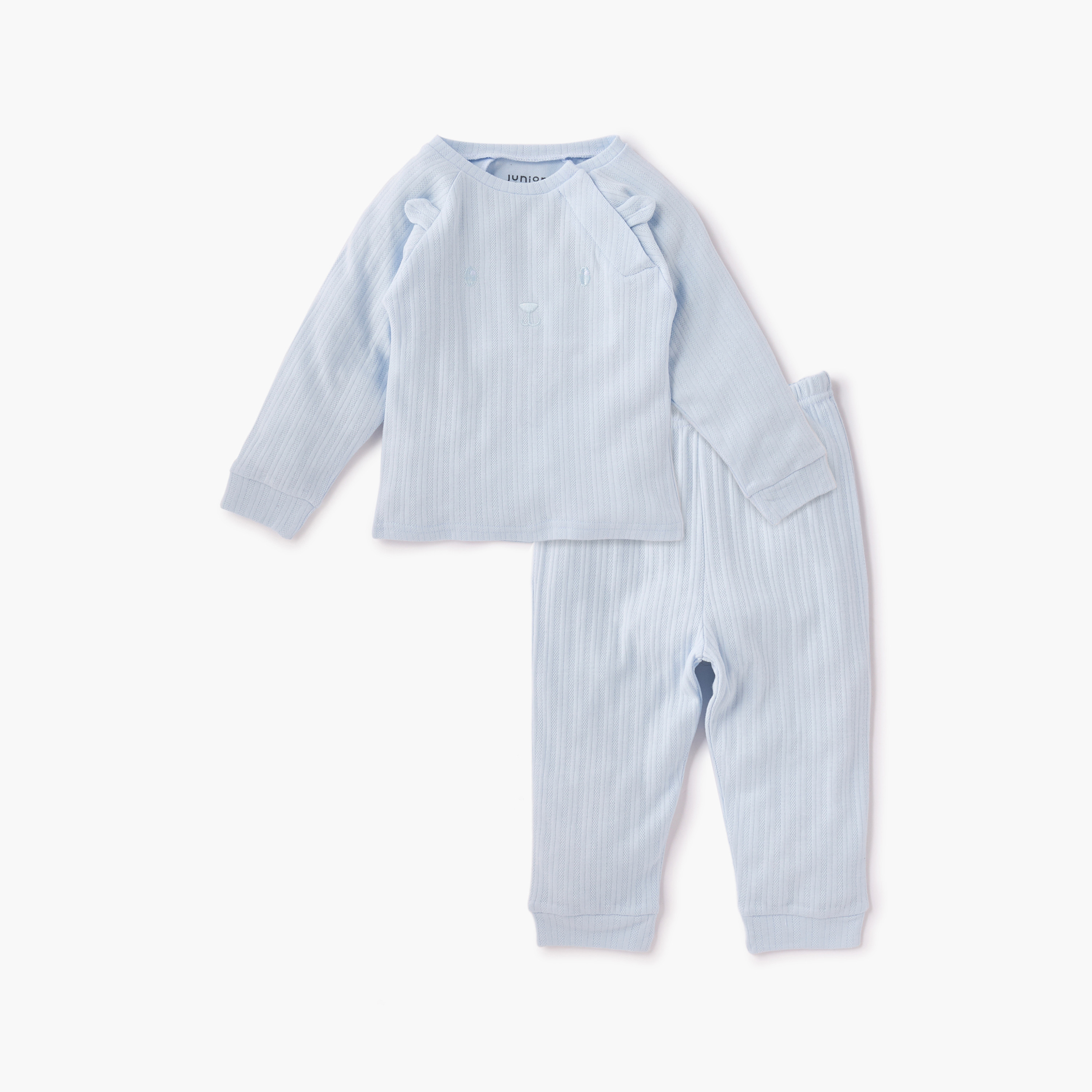 Juniors Ear Applique T-shirt and Textured Pyjama Set-baby-boys-clothing-nightwear-pyjamasets-image-1