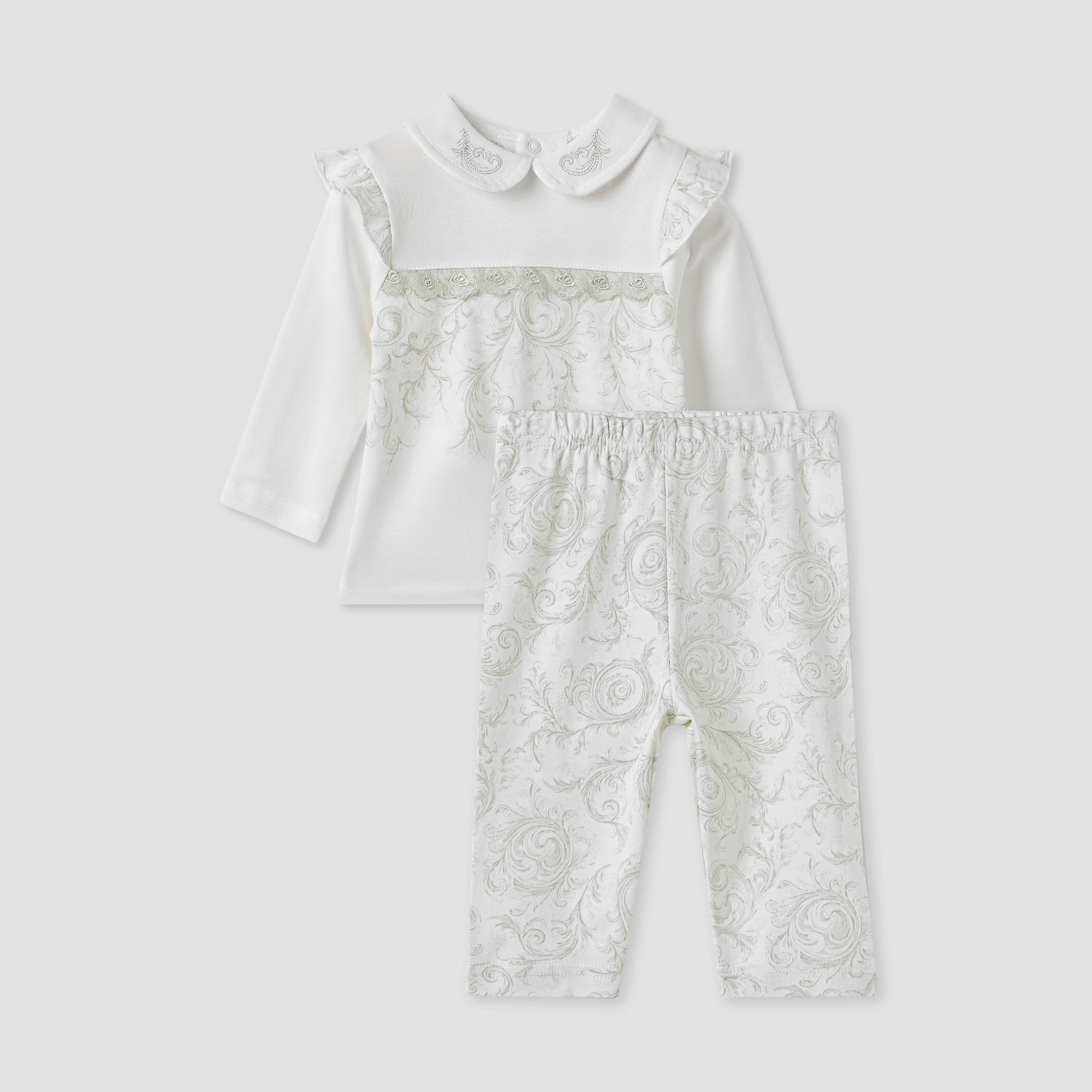 Giggles Printed Collared Top and Pyjama Set-baby-girls-clothing-nightwear-pyjamasets-image-1