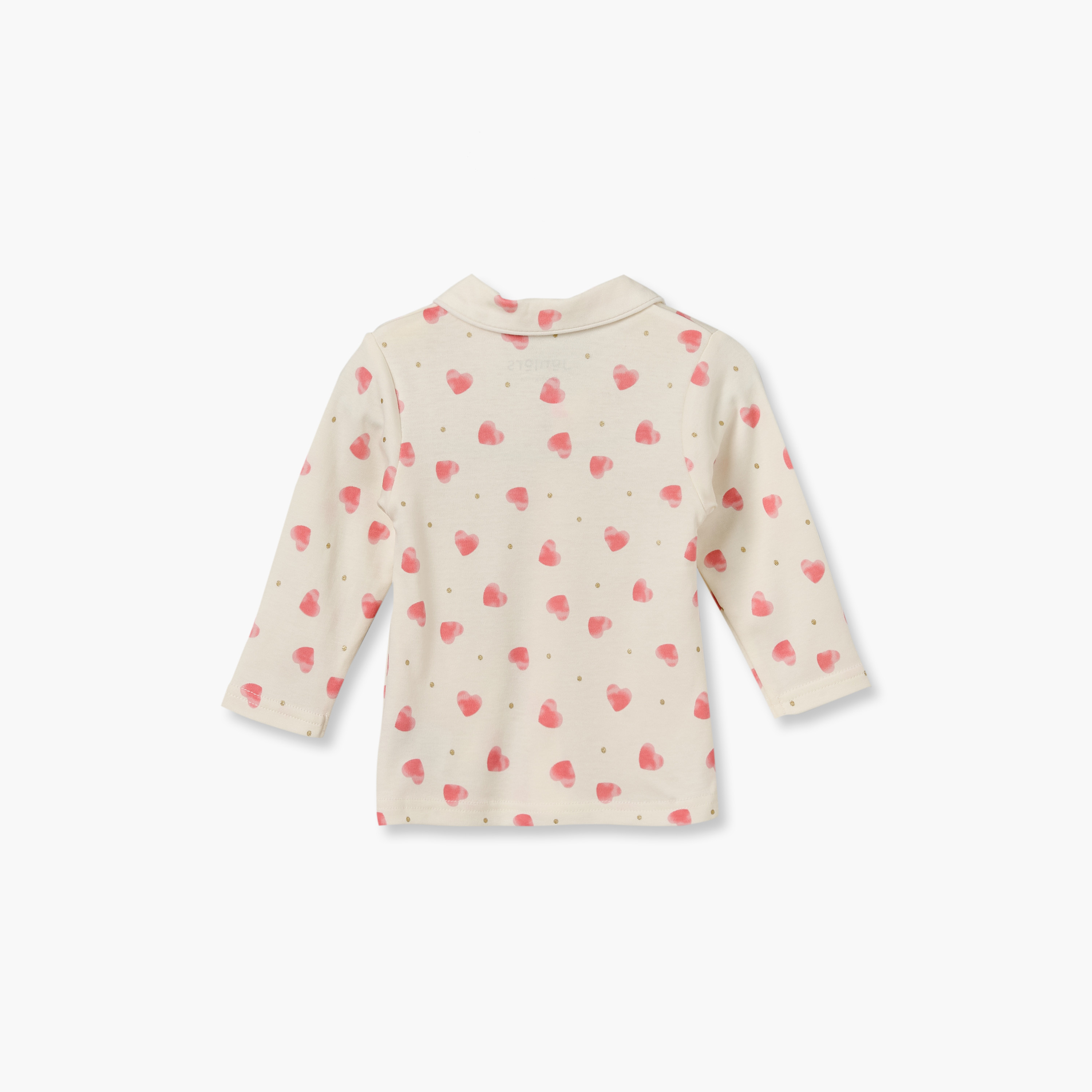 طقم بيجاما قطن بأكمام طويلة وياقة بطبعات قلوب من جونيورز-baby-girls-clothing-nightwear-pyjamasets-image-5