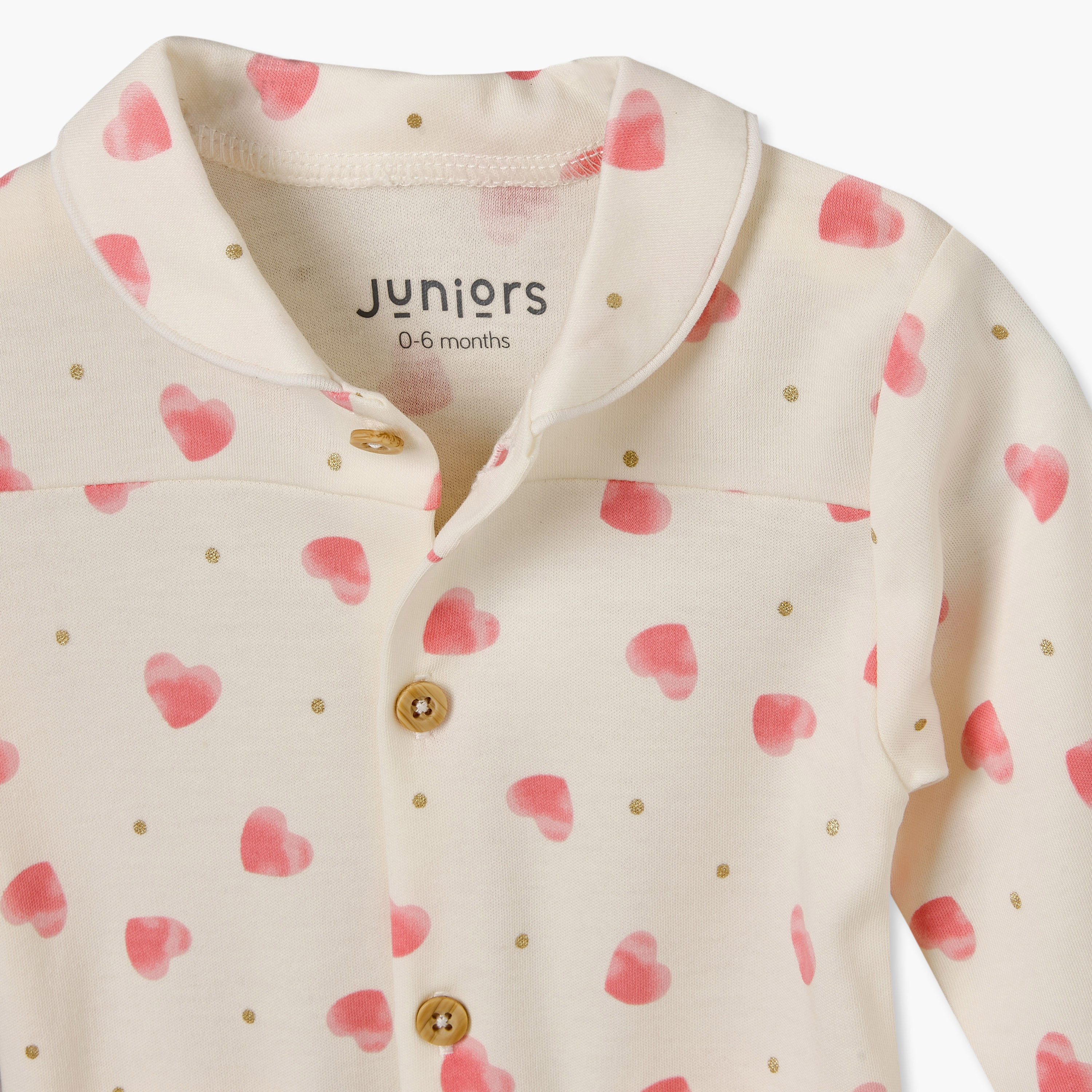 طقم بيجاما قطن بأكمام طويلة وياقة بطبعات قلوب من جونيورز-baby-girls-clothing-nightwear-pyjamasets-image-7