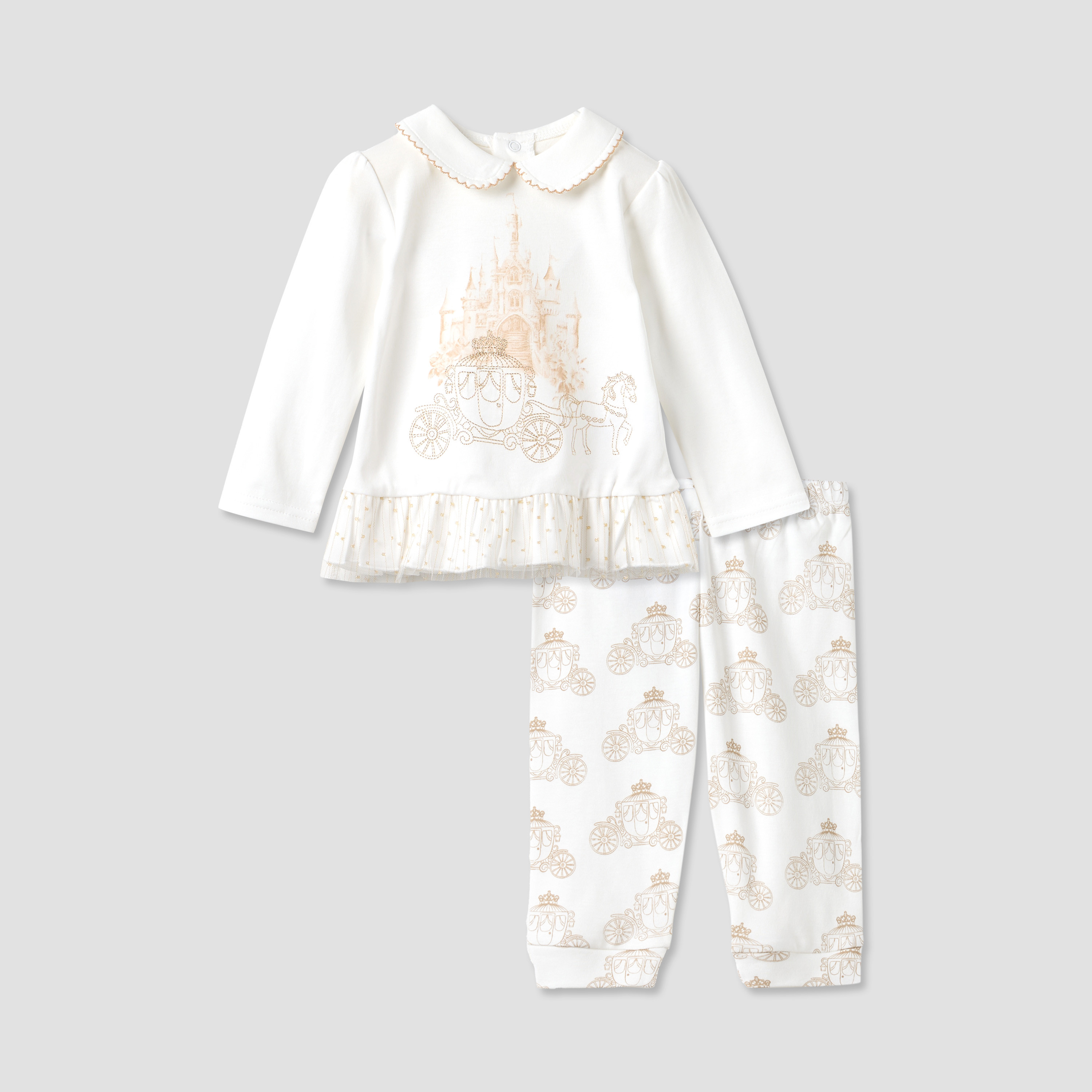 طقم بنطلون بيجاما وبلوزة بياقة وطبعات من جيجلز-baby-girls-clothing-nightwear-pyjamasets-image-7