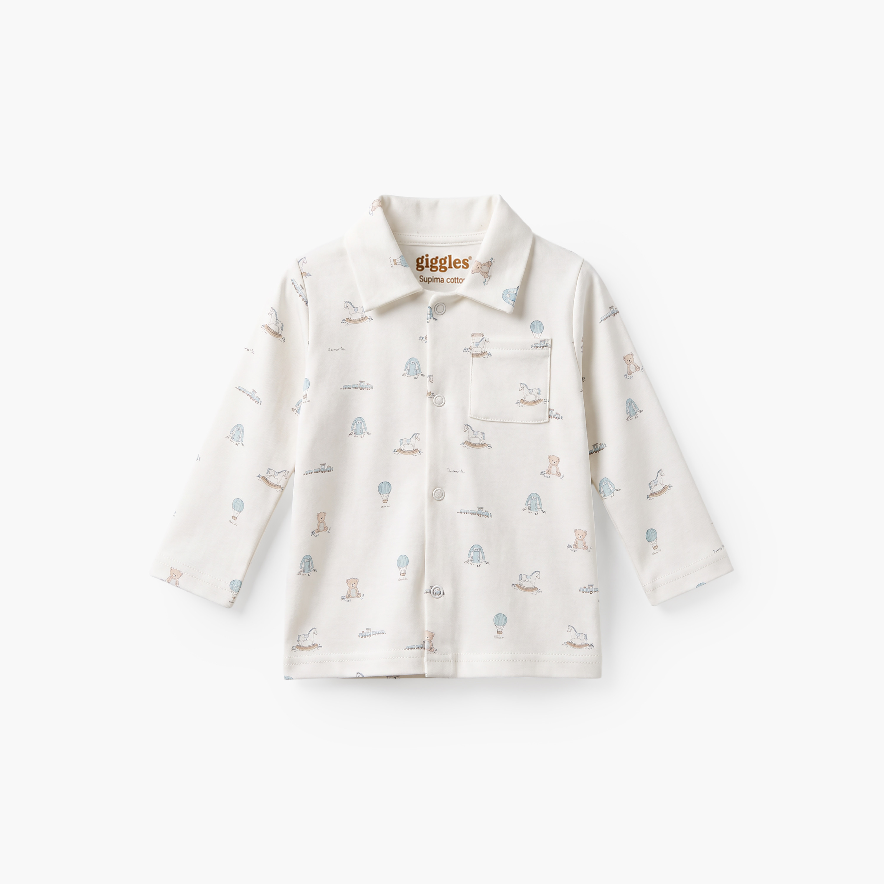 طقم بيجاما قطن بياقة عادية وأكمام طويلة وطبعات ألعاب من جيجلز-baby-boys-clothing-nightwear-pyjamasets-image-2