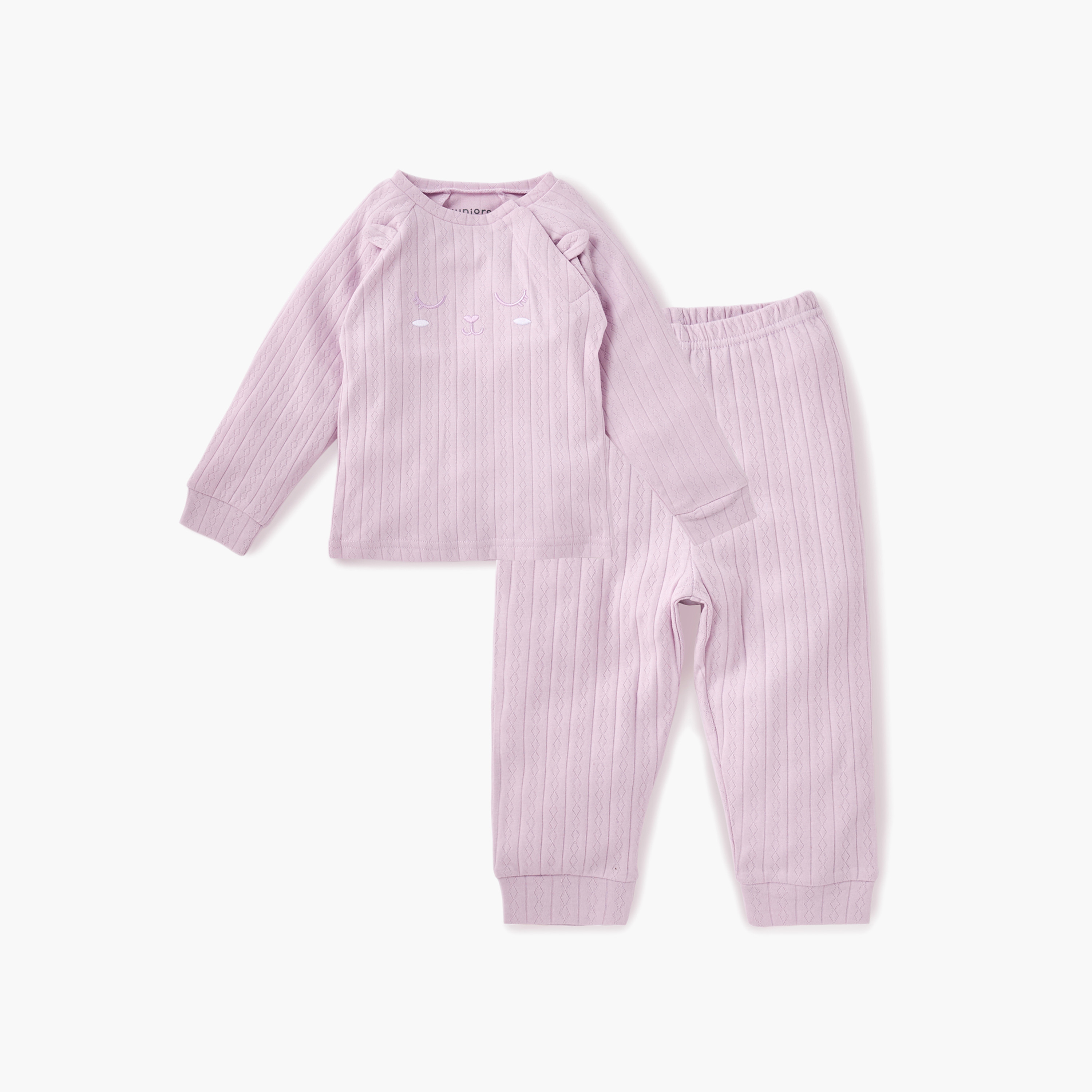 طقم تيشيرت بتزيينات أذن وبنطلون بيجاما من جونيورز-baby-girls-clothing-nightwear-pyjamasets-image-1