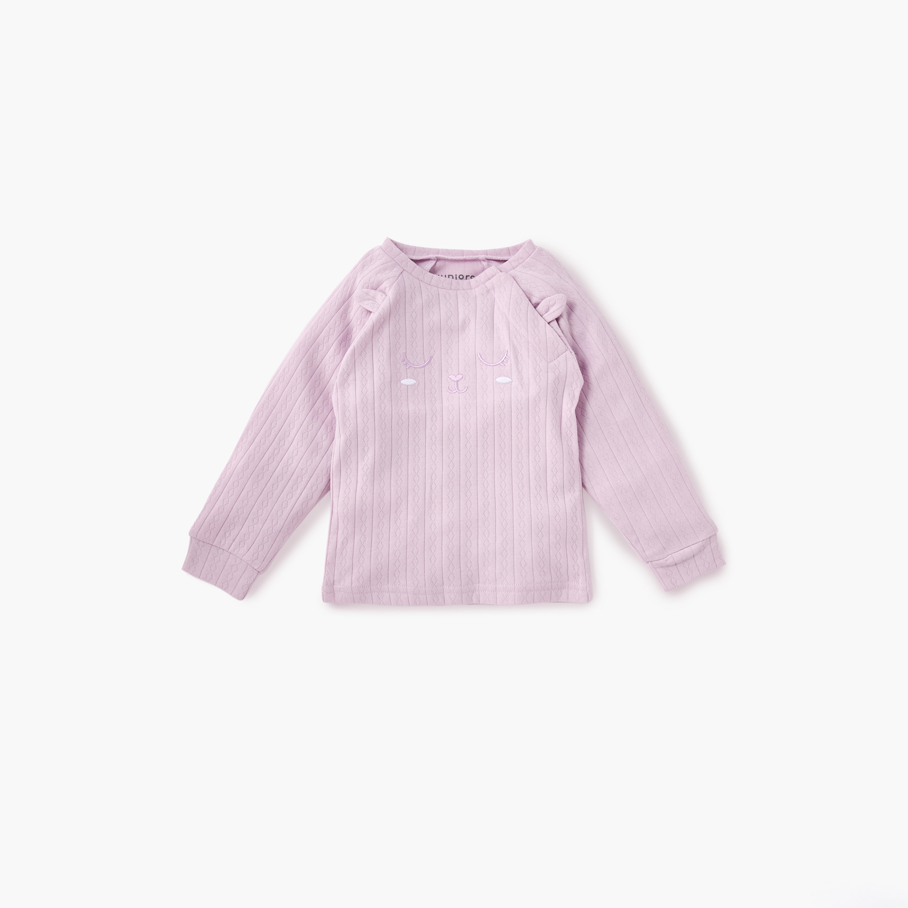 طقم تيشيرت بتزيينات أذن وبنطلون بيجاما من جونيورز-baby-girls-clothing-nightwear-pyjamasets-image-2