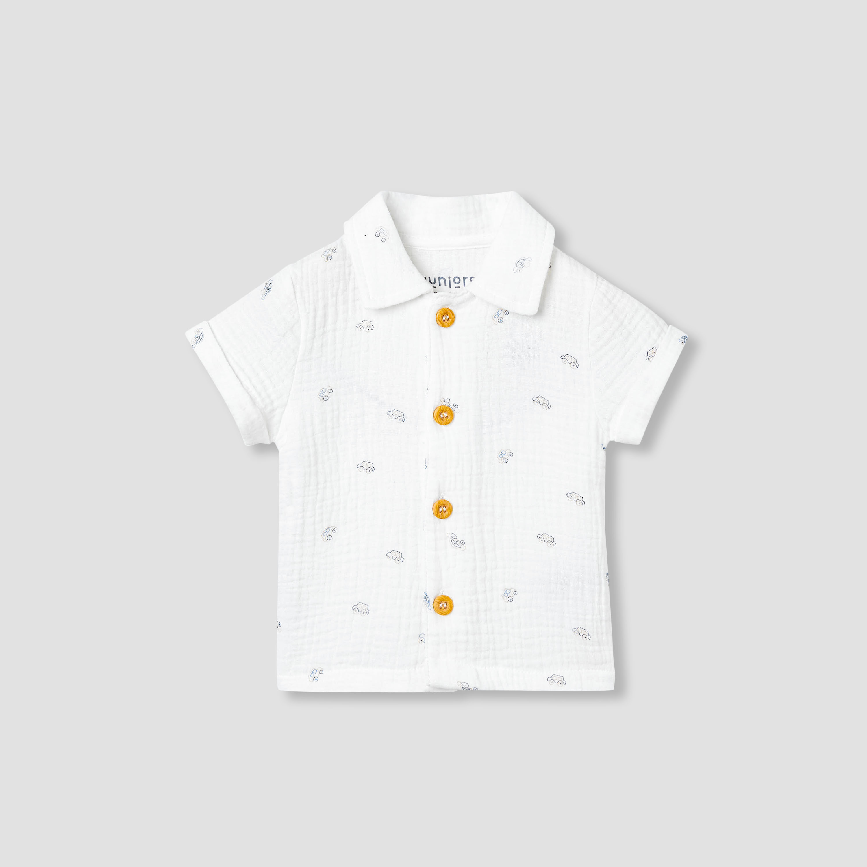 Juniors Boys Shirt and Shorts Set with Print - Cotton - Short Sleeves - Collar-baby-boys-clothing-setsandcoords-image-3