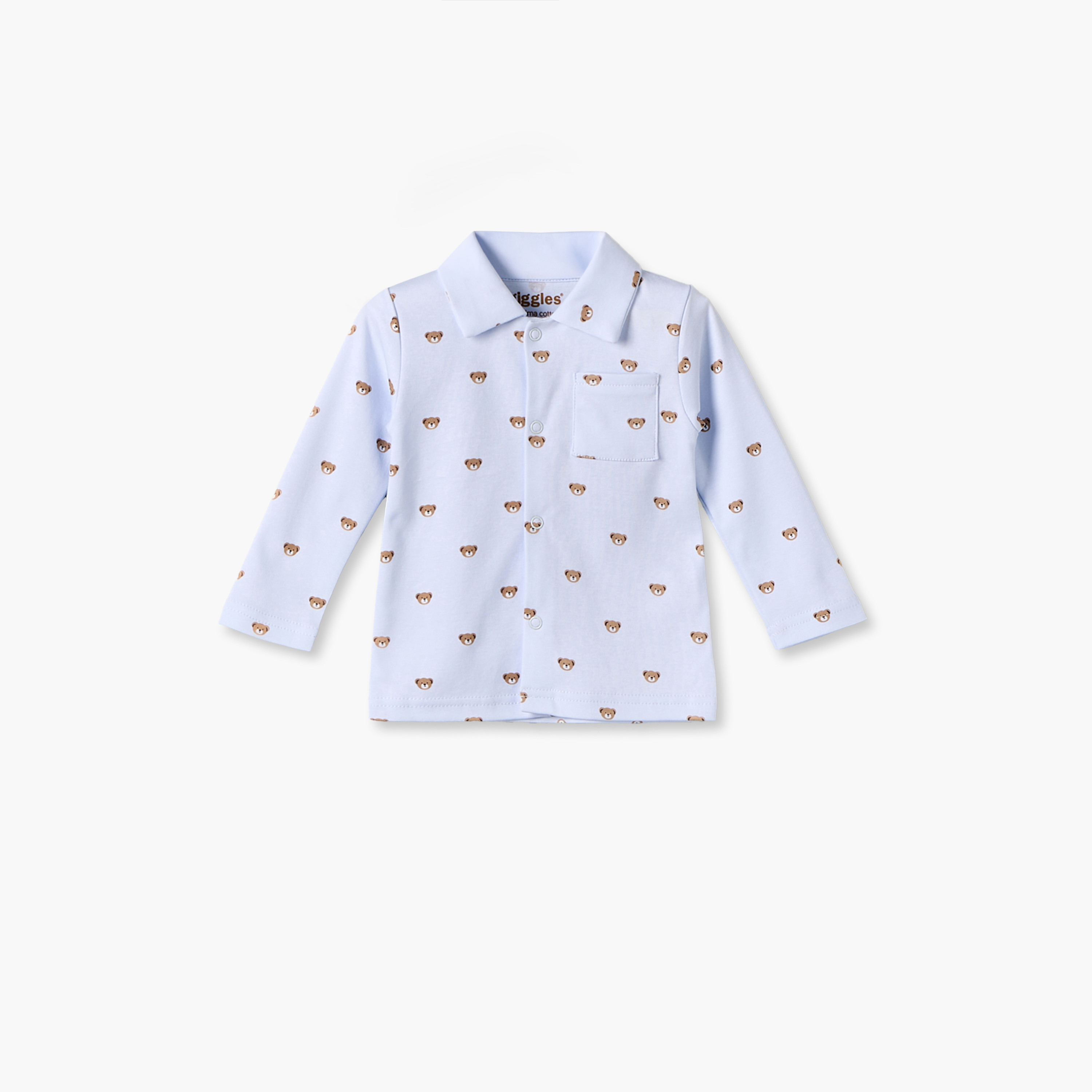 طقم بيجاما قطن بياقة عادية وأكمام طويلة وطبعات دب من جيجلز-baby-boys-clothing-nightwear-pyjamasets-image-3