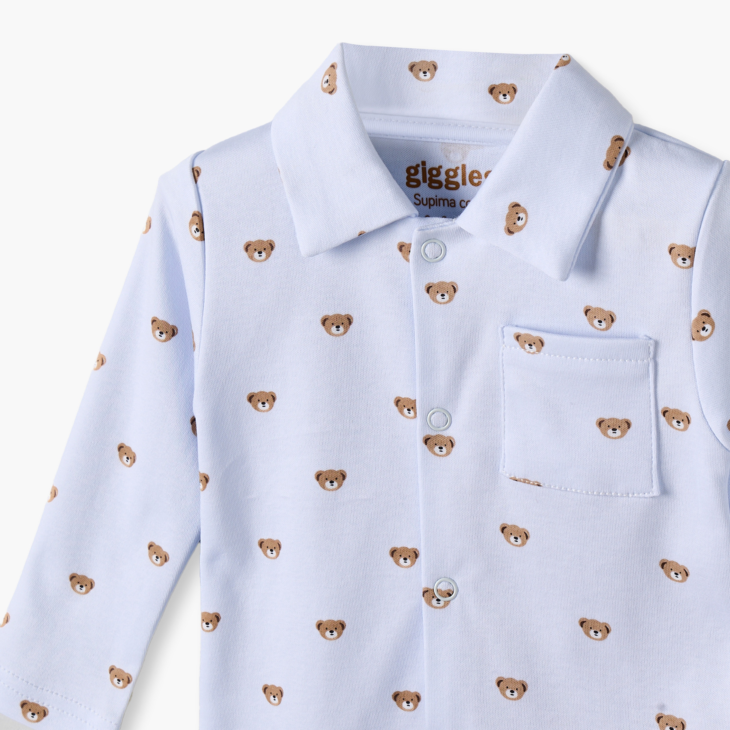طقم بيجاما قطن بياقة عادية وأكمام طويلة وطبعات دب من جيجلز-baby-boys-clothing-nightwear-pyjamasets-image-7