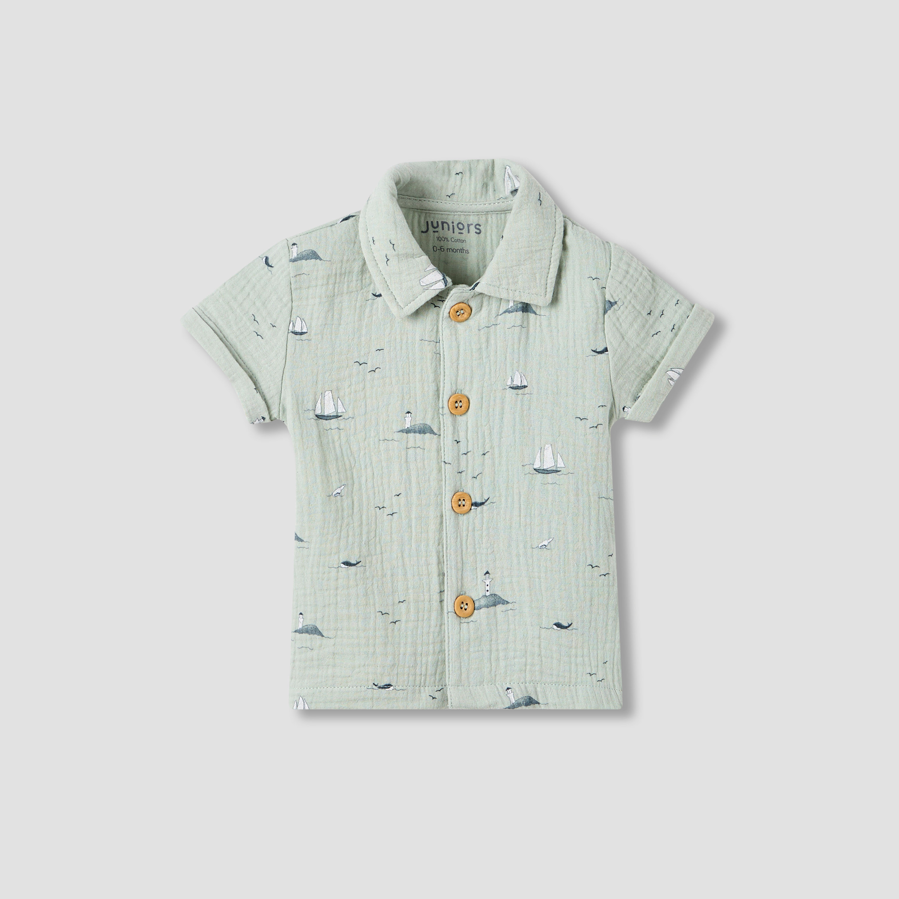 Juniors Boys Shirt and Shorts Set with Fun Print - Muslin Cotton - Short Sleeves - Collar-baby-boys-clothing-setsandcoords-image-2