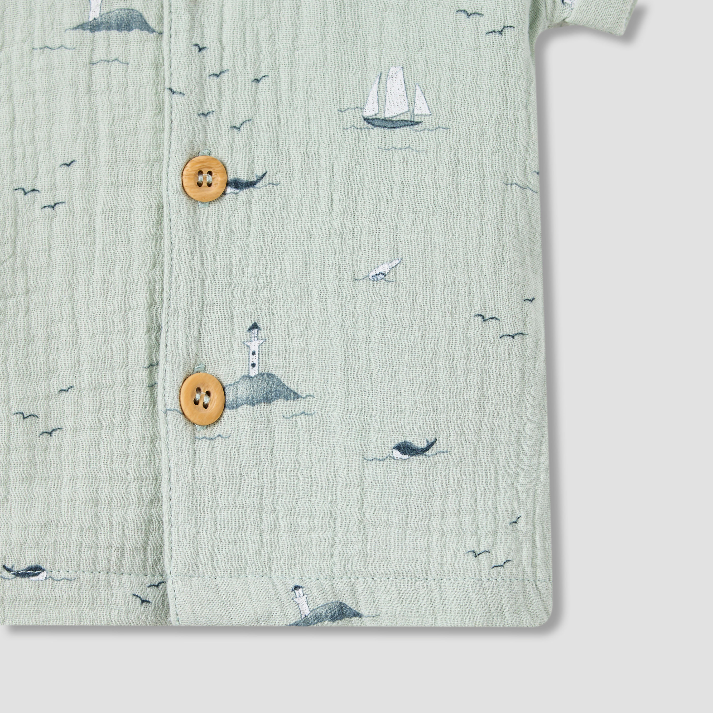 Juniors Boys Shirt and Shorts Set with Fun Print - Muslin Cotton - Short Sleeves - Collar-baby-boys-clothing-setsandcoords-image-5