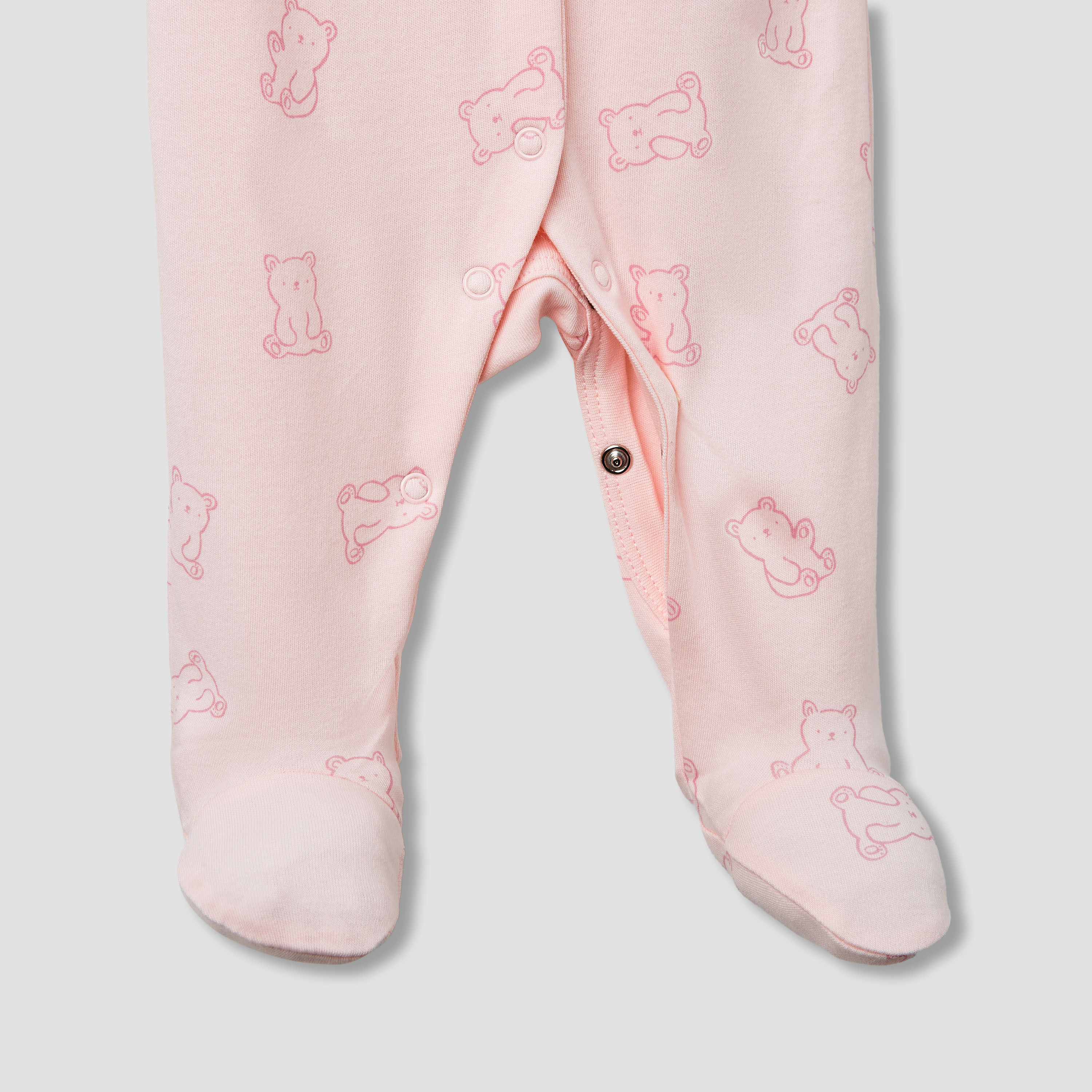 Juniors Bear Print Closed Feet Sleepsuit with Long Sleeves - Set of 5-baby-girls-clothing-nightwear-sleepsuits-image-10