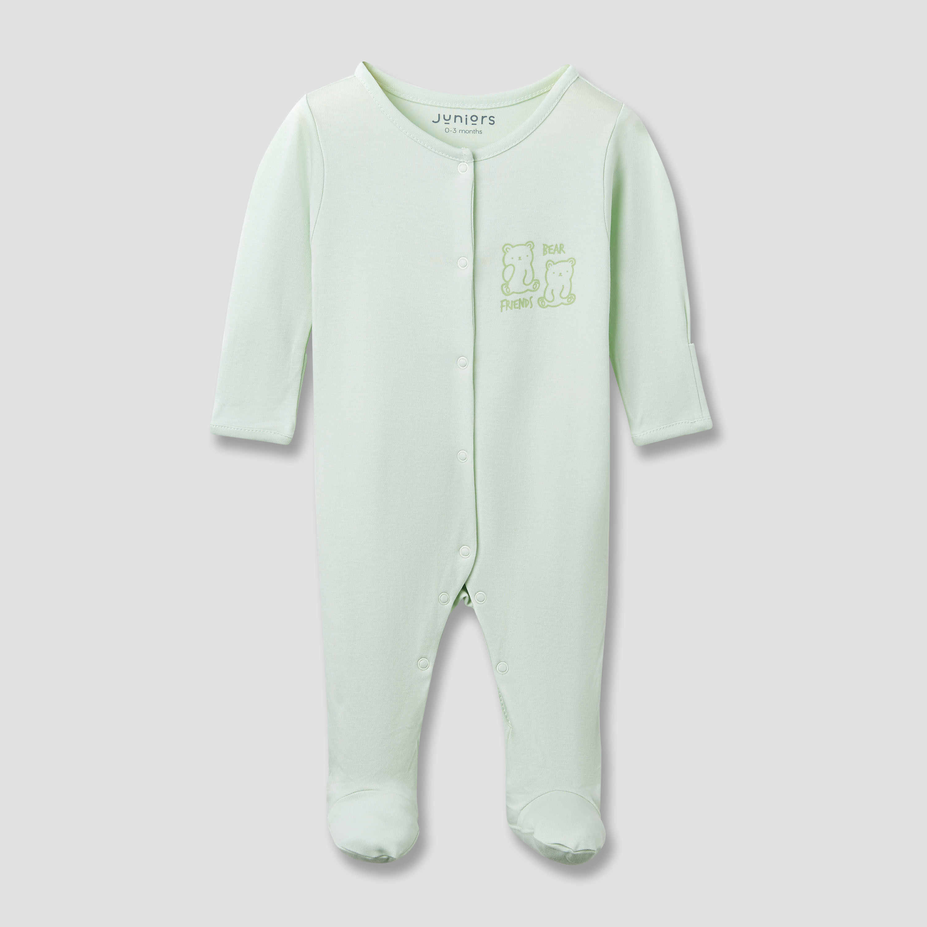 Juniors Bear Print Closed Feet Sleepsuit with Long Sleeves - Set of 5-baby-girls-clothing-nightwear-sleepsuits-image-8