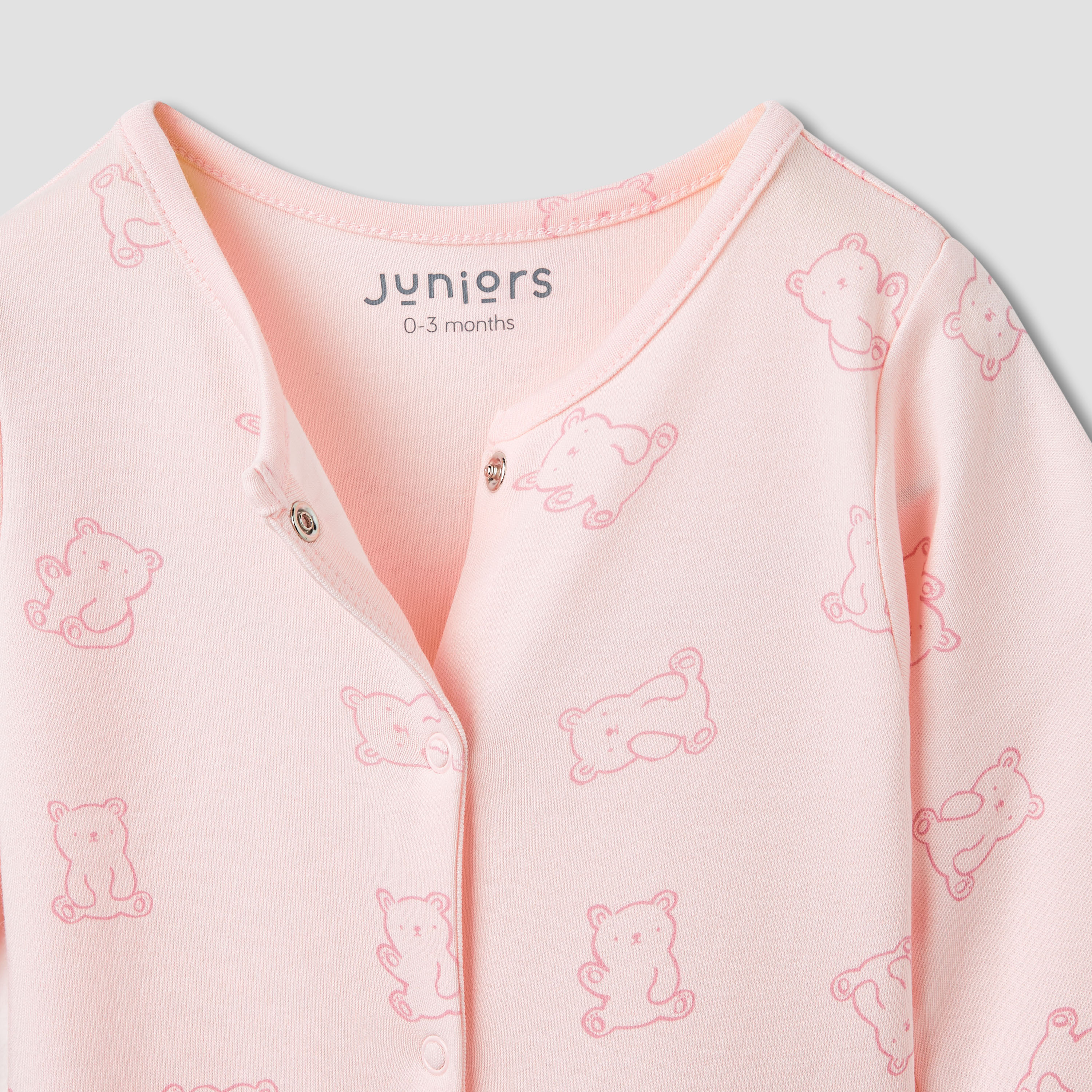 Juniors Bear Print Closed Feet Sleepsuit with Long Sleeves - Set of 5-baby-girls-clothing-nightwear-sleepsuits-image-9
