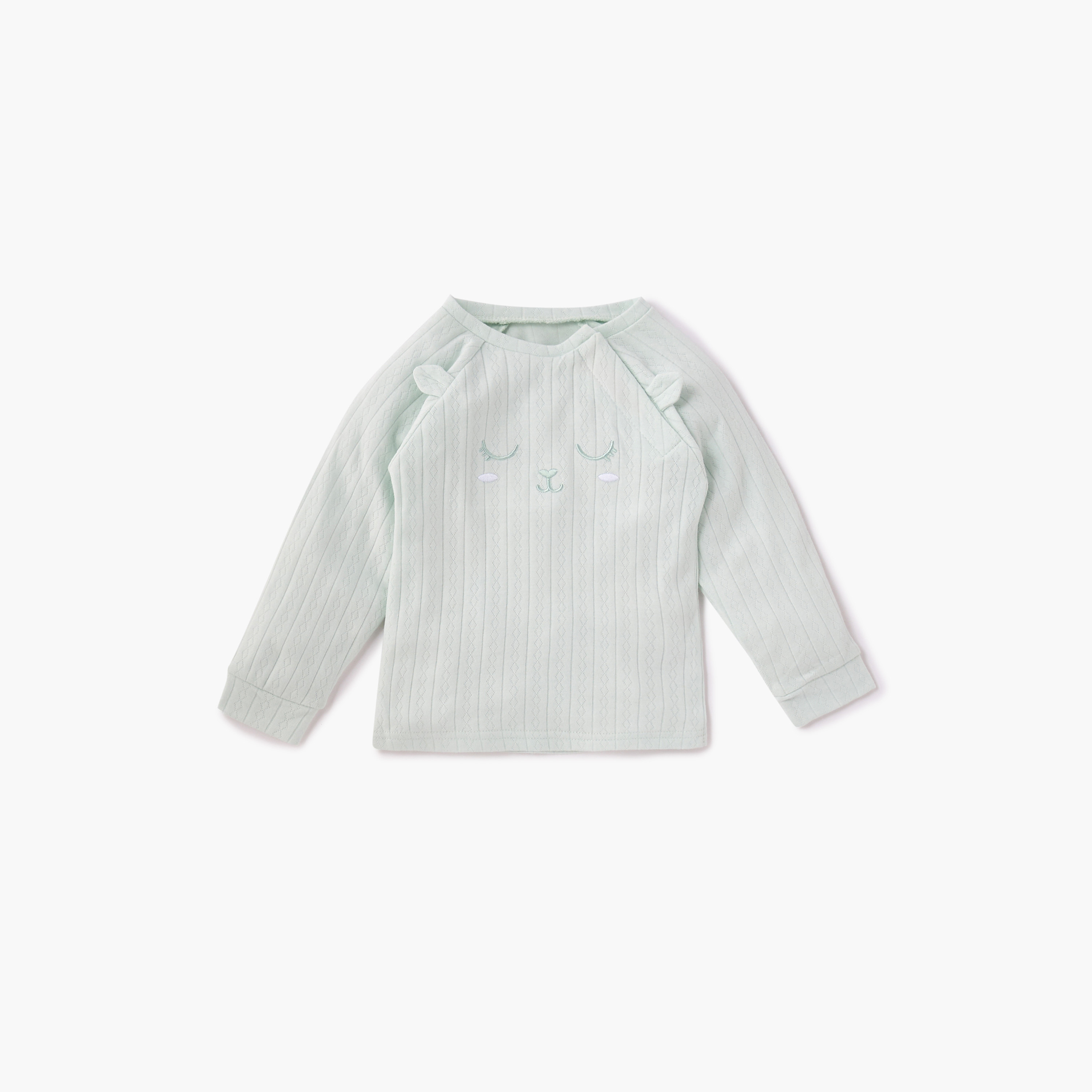 Juniors Embroidered T-shirt and Pyjama Set-baby-girls-clothing-nightwear-pyjamasets-image-3
