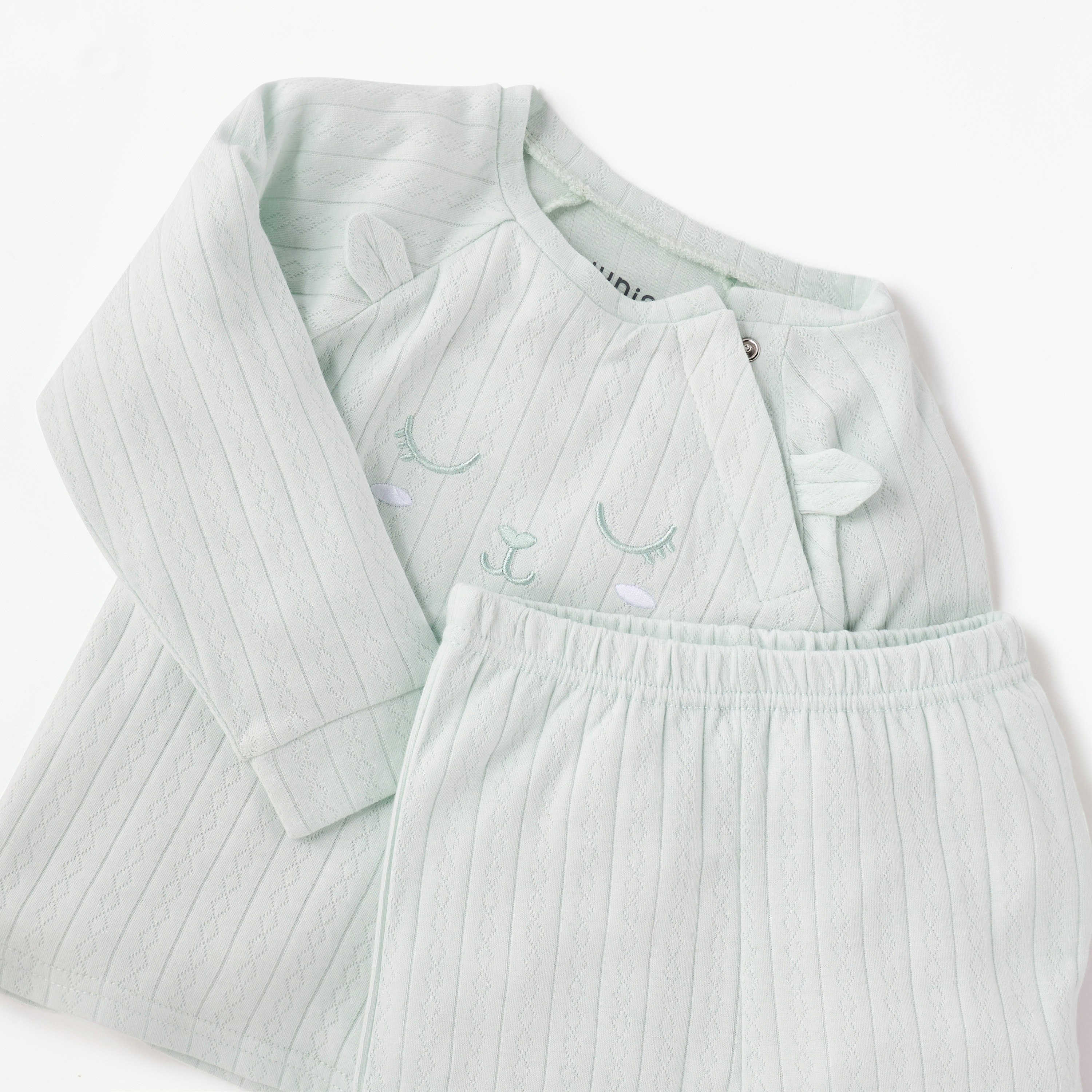 Juniors Embroidered T-shirt and Pyjama Set-baby-girls-clothing-nightwear-pyjamasets-image-5