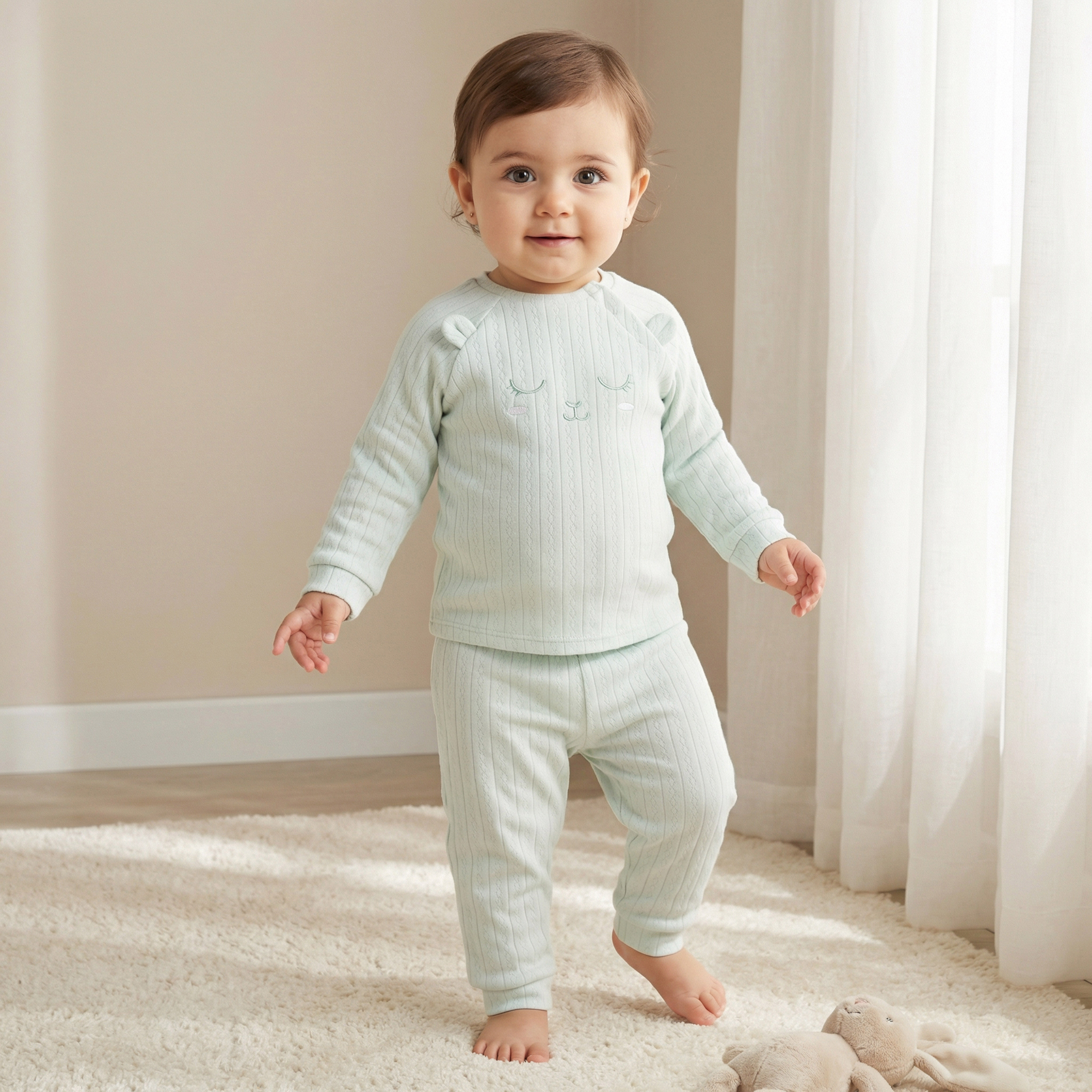 Juniors Embroidered T-shirt and Pyjama Set-baby-girls-clothing-nightwear-pyjamasets-image-1