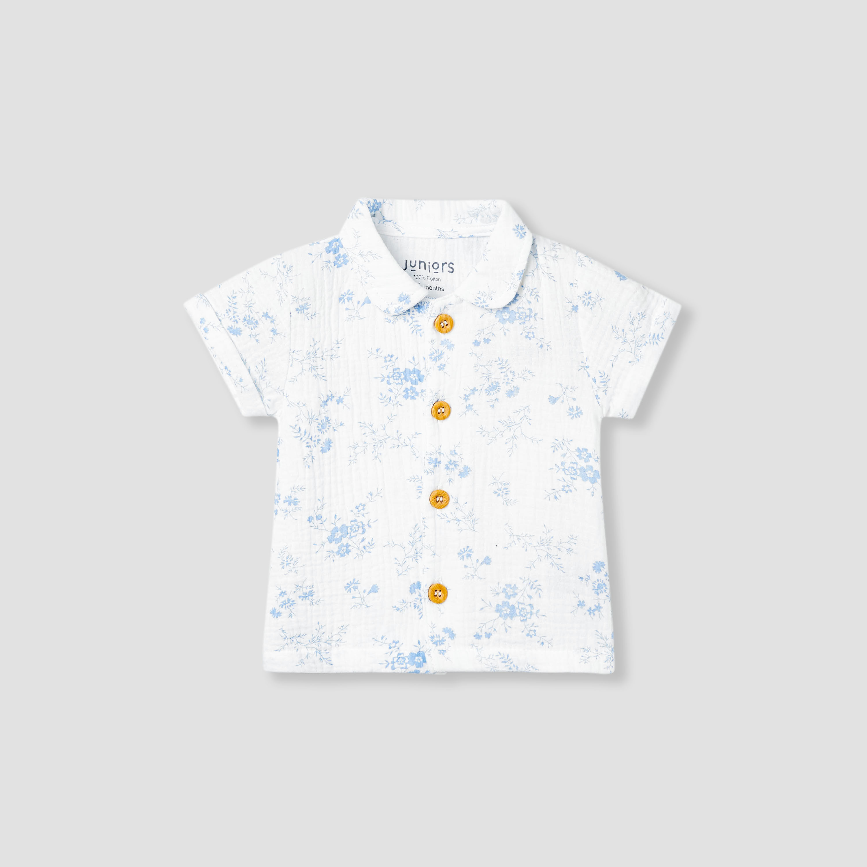 Juniors Girls Shirt and Shorts Set with Floral Print - Cotton - Short Sleeves - Collar-baby-girls-clothing-setsandcoords-image-3