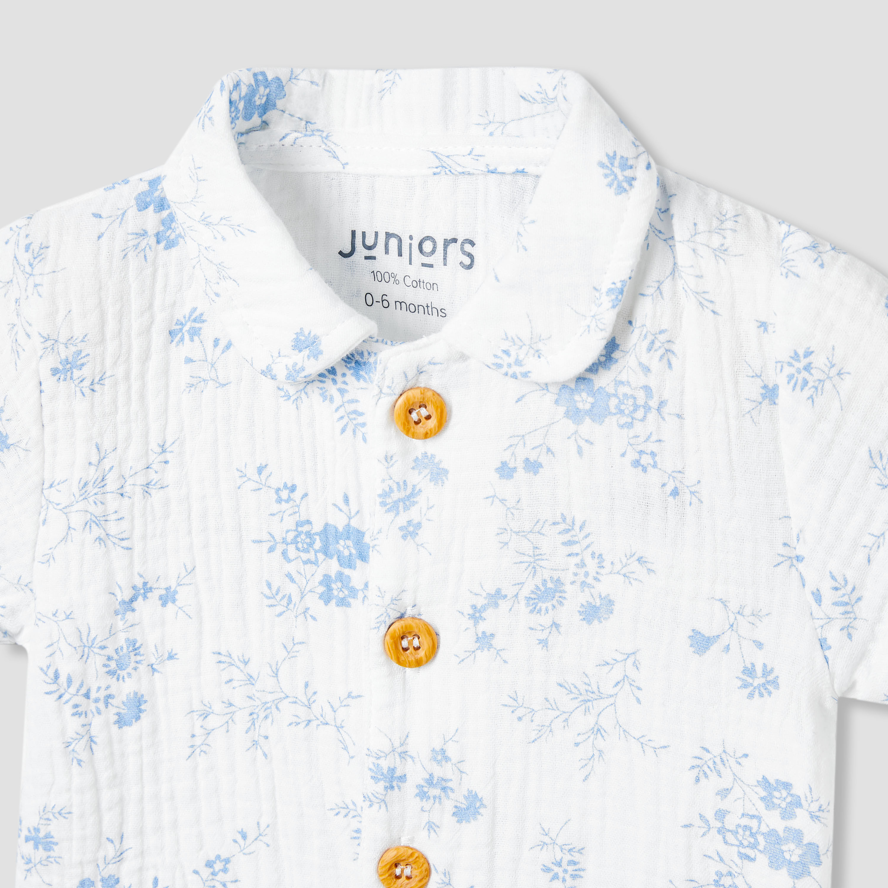 Juniors Girls Shirt and Shorts Set with Floral Print - Cotton - Short Sleeves - Collar-baby-girls-clothing-setsandcoords-image-5