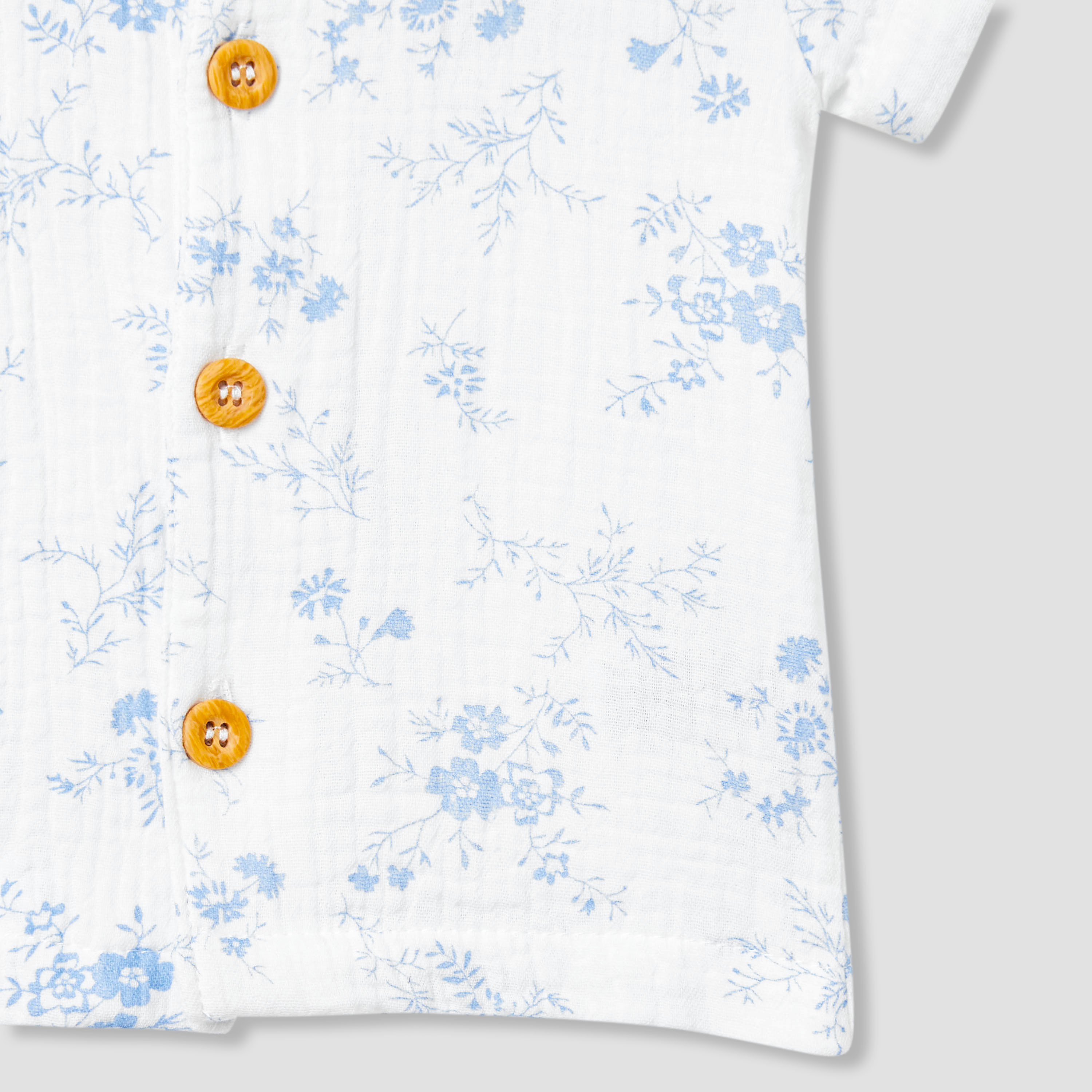 Juniors Girls Shirt and Shorts Set with Floral Print - Cotton - Short Sleeves - Collar-baby-girls-clothing-setsandcoords-image-6