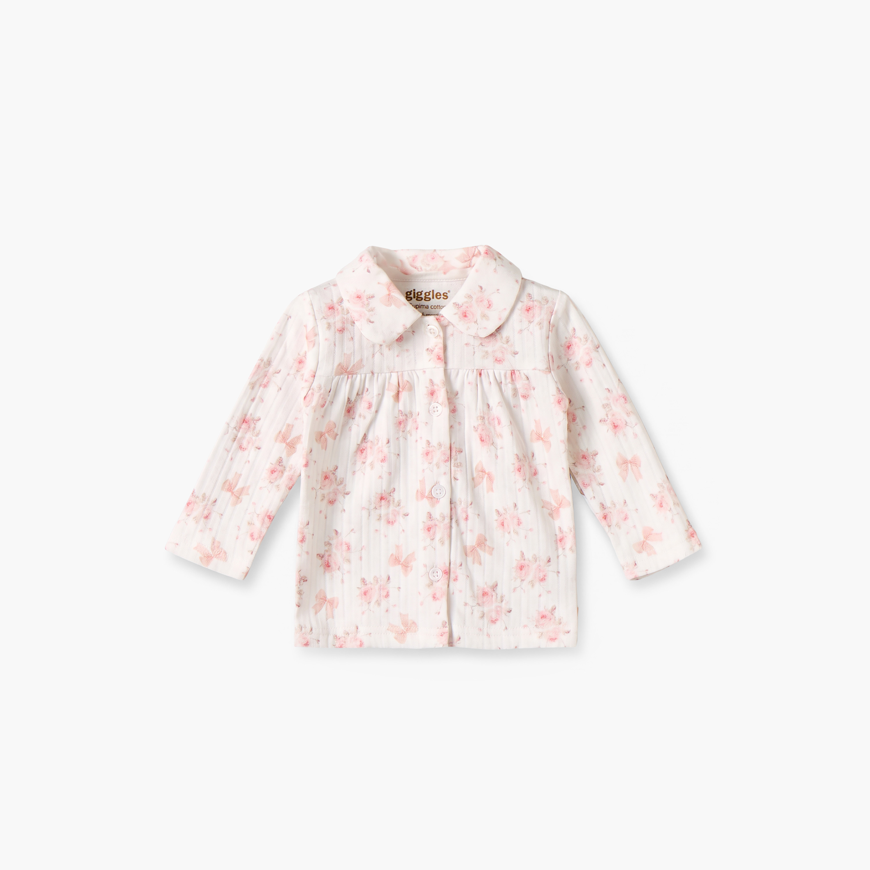 طقم بيجاما قطن بياقة عادية وأكمام طويلة وطبعات زهرية من جيجلز-baby-boys-clothing-nightwear-pyjamasets-image-2
