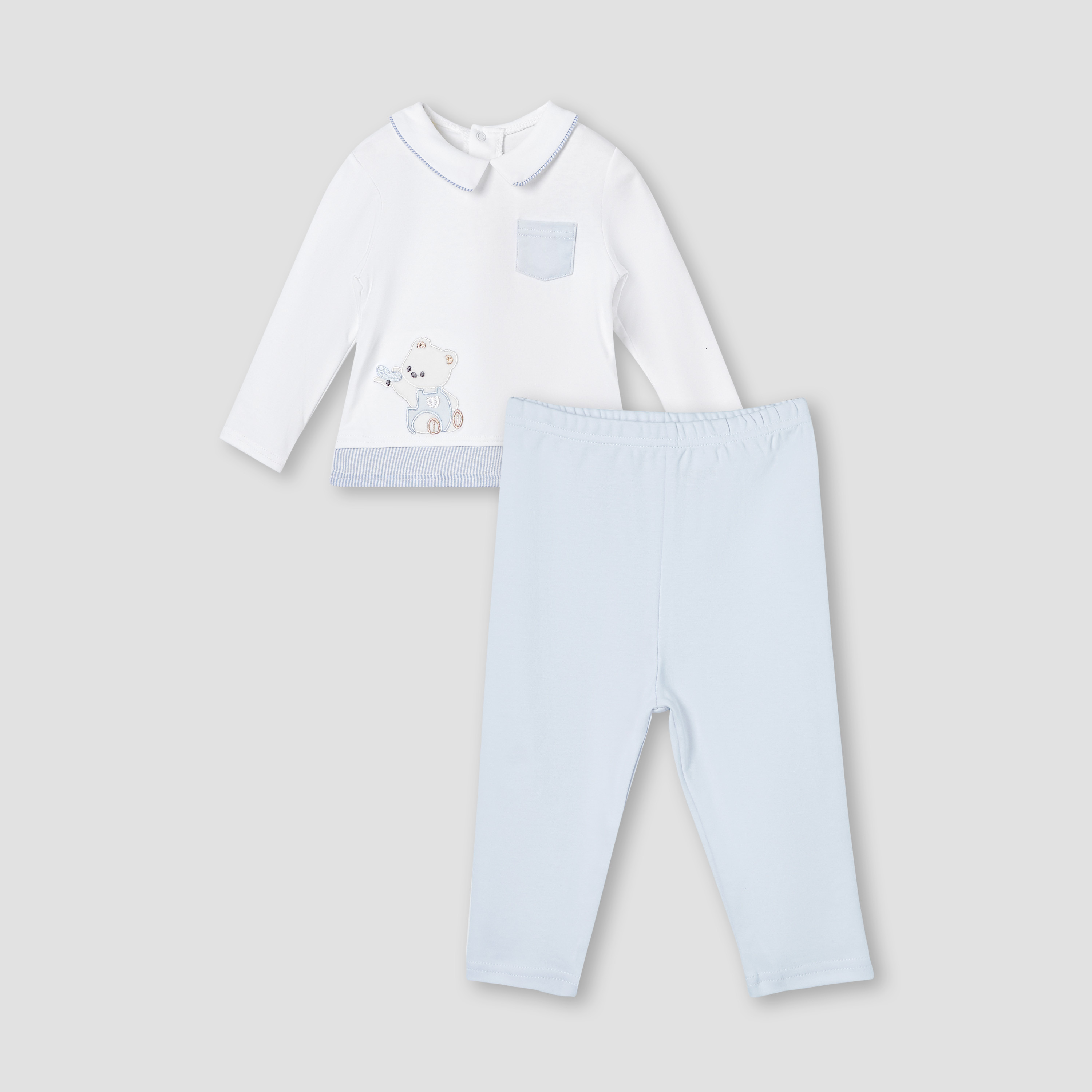 Giggles Embroidered Top and Pyjama Set-baby-boys-clothing-nightwear-pyjamasets-image-1