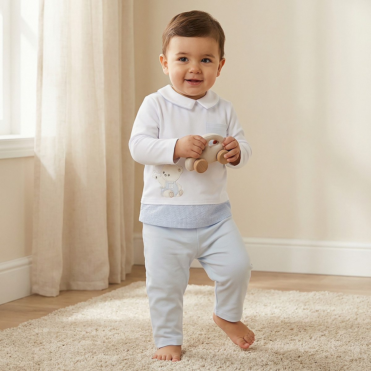 Giggles Bear Applique Long Sleeves T-shirt and Pyjama Set-baby-boys-clothing-nightwear-pyjamasets-image-1