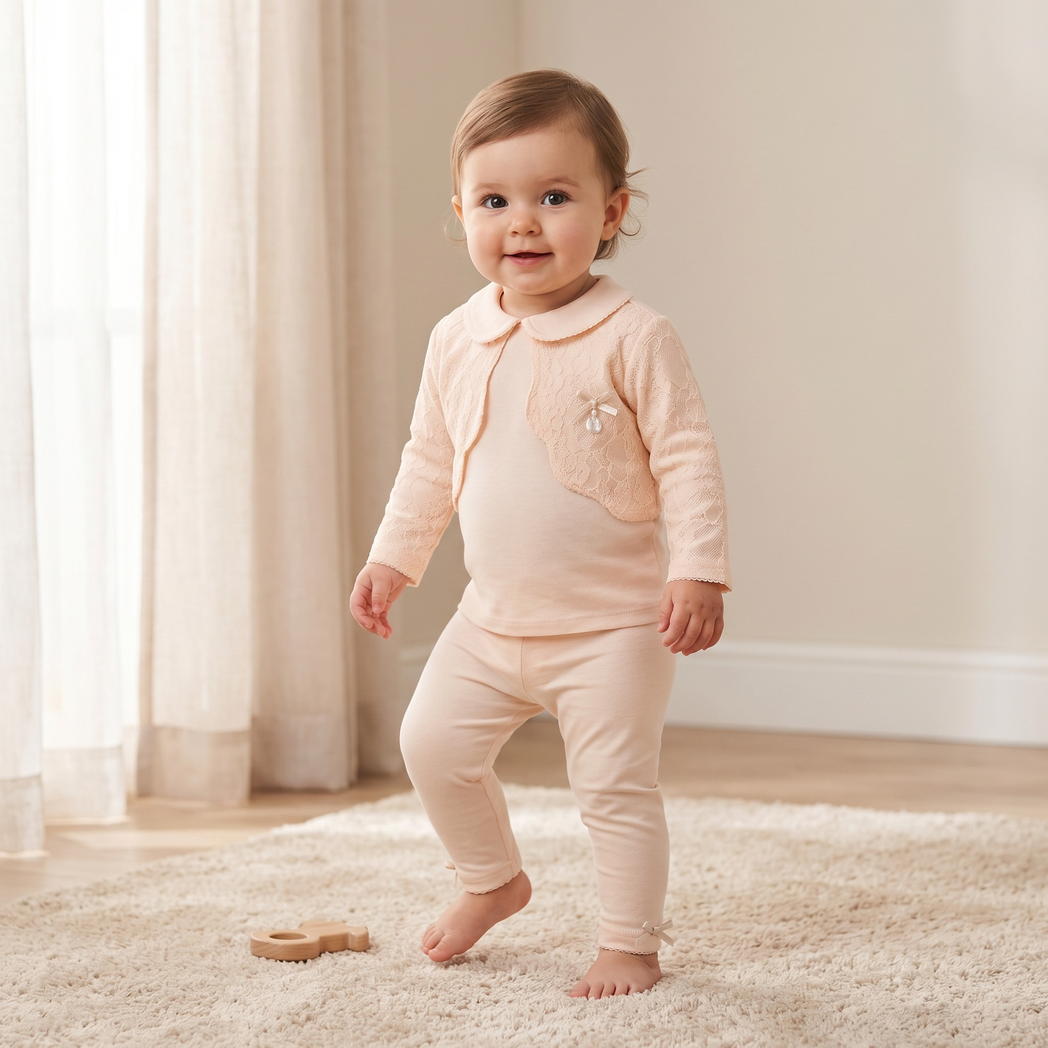 Giggles Cotton Collared Long Sleeves Pyjama Set with Lace Detail-baby-girls-clothing-nightwear-pyjamasets-image-1