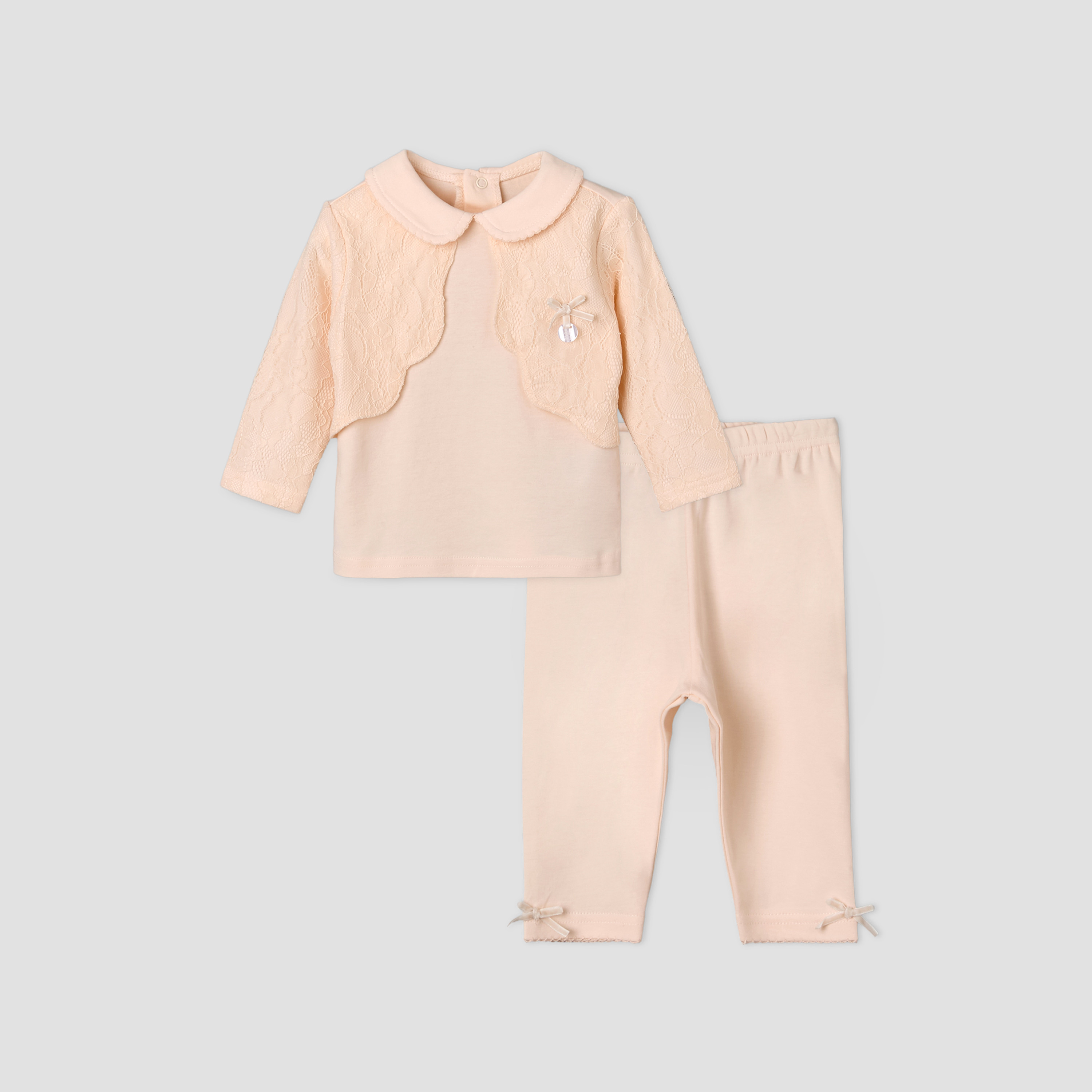 Giggles Cotton Collared Long Sleeves Pyjama Set with Lace Detail-baby-girls-clothing-nightwear-pyjamasets-image-2