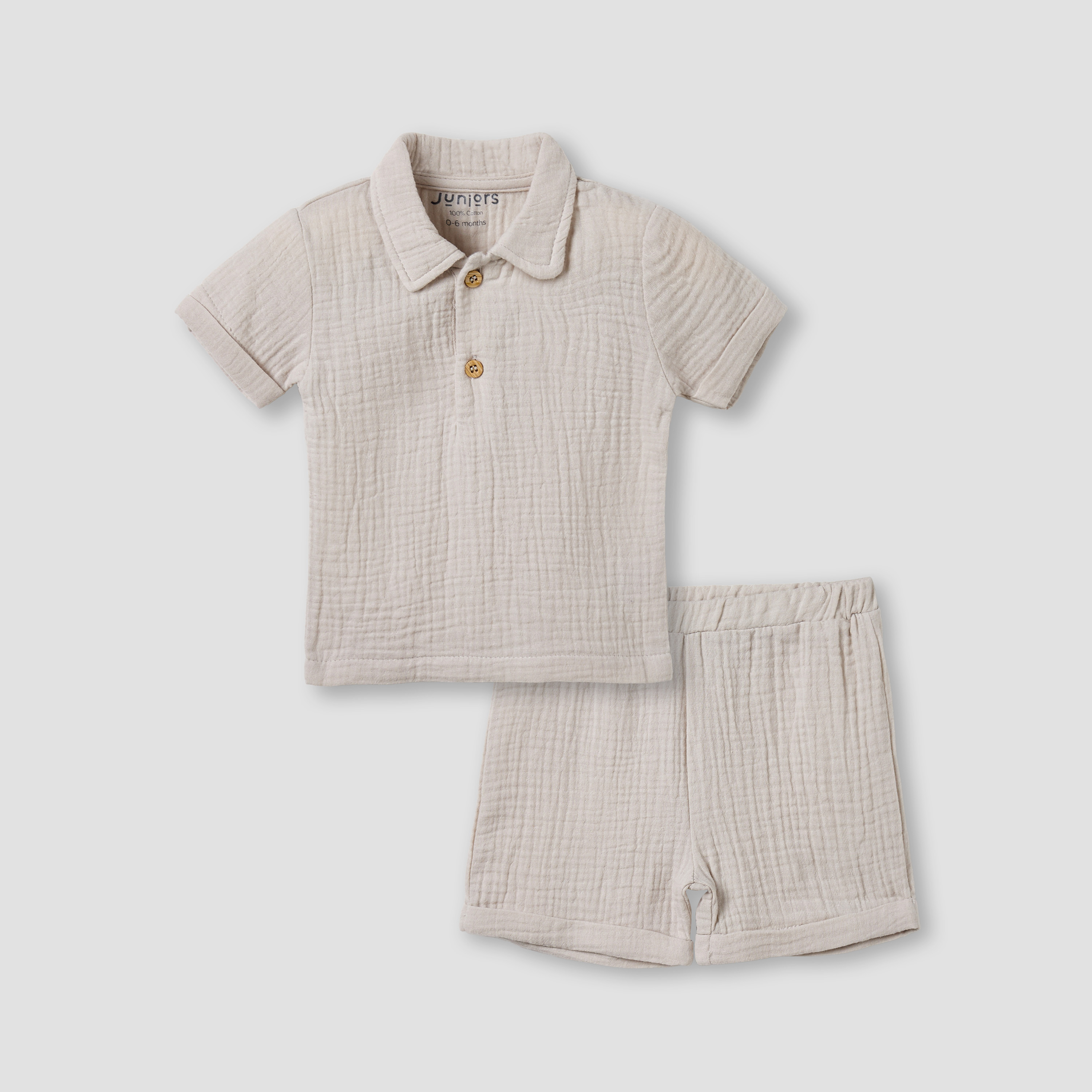 Juniors Muslin Cotton Collared Short Sleeves Pyjama Set with Button Placket-baby-boys-clothing-nightwear-pyjamasets-image-2