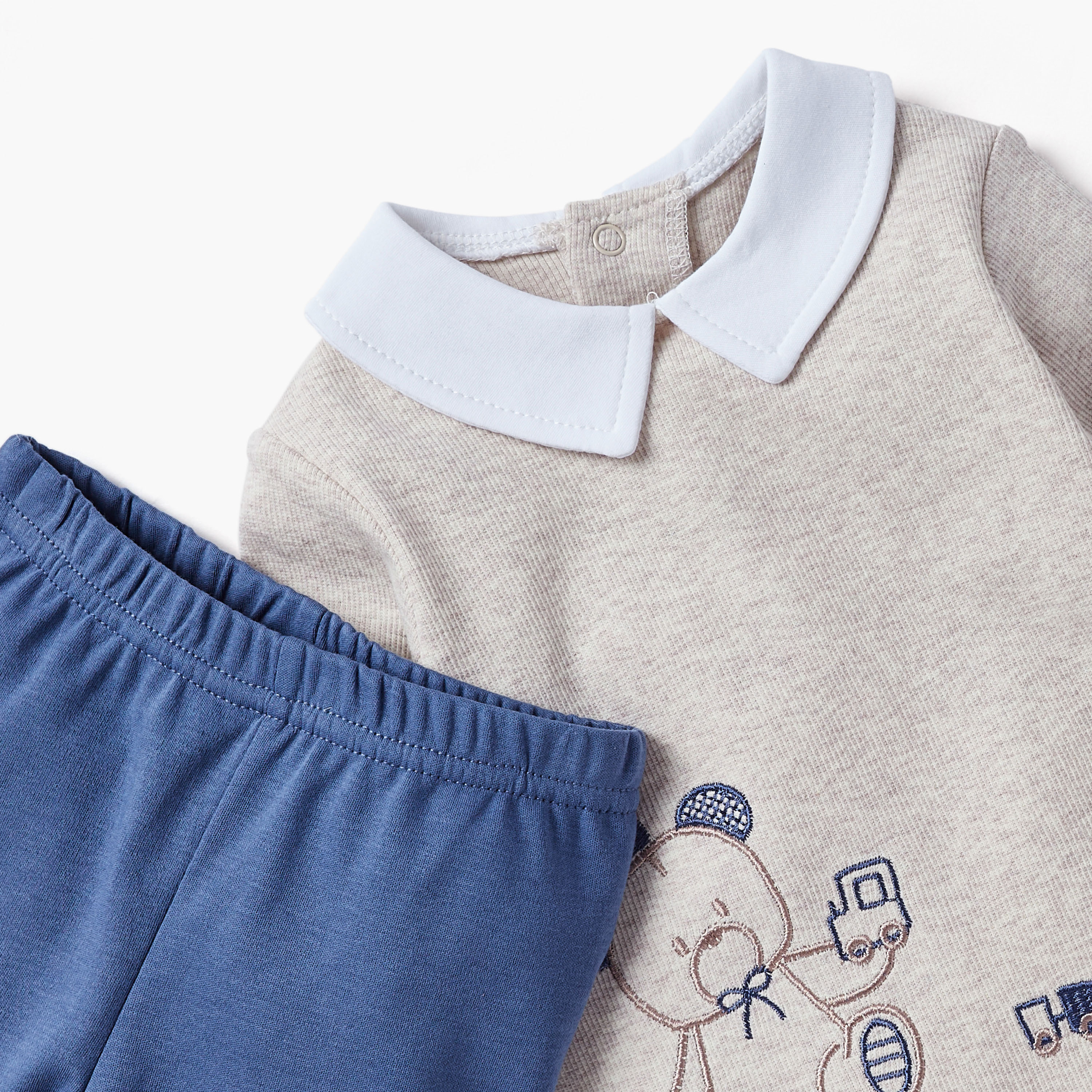 طقم بنطلون بيجاما وتيشيرت بتطريز دب من جيجلز-baby-boys-clothing-nightwear-pyjamasets-image-4