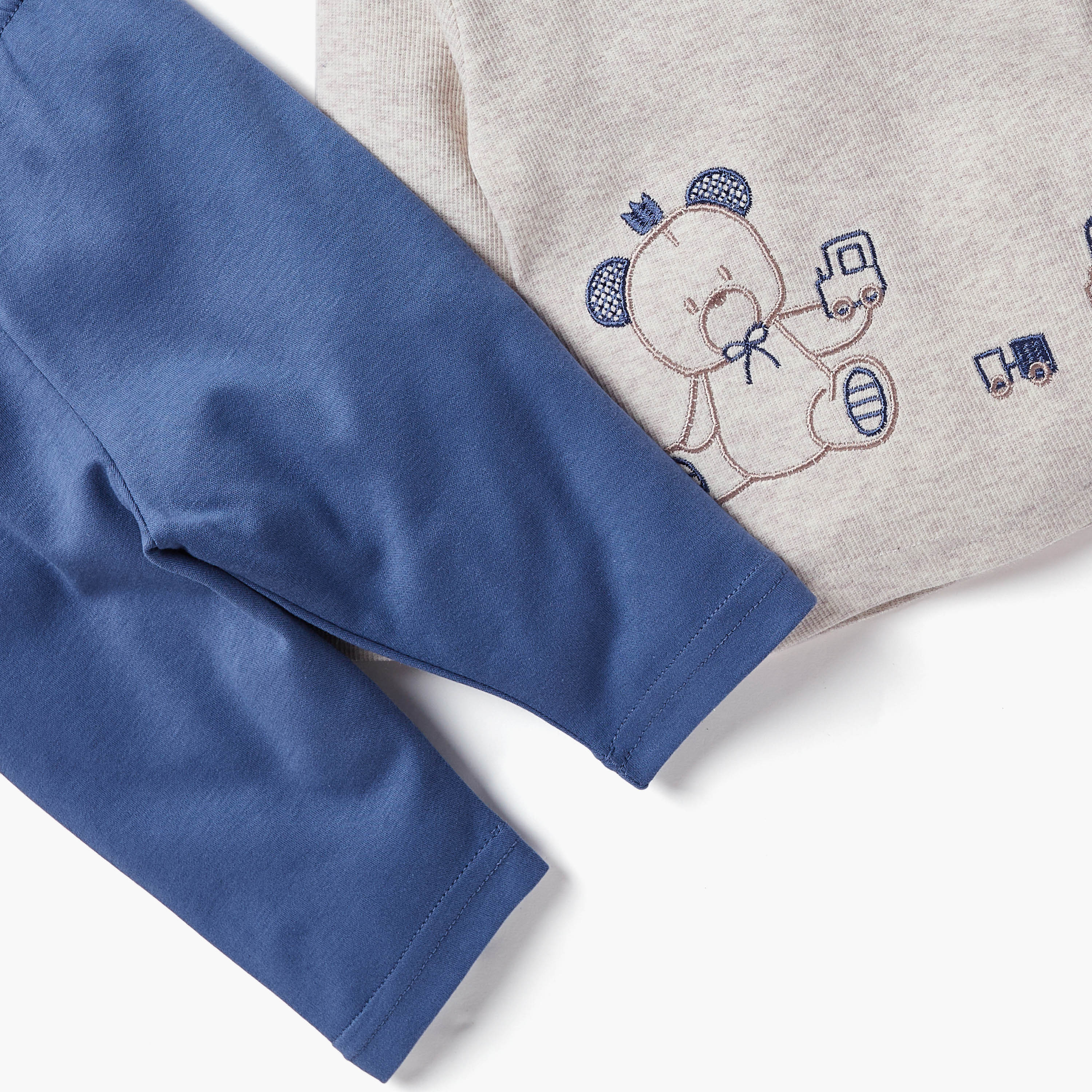 طقم بنطلون بيجاما وتيشيرت بتطريز دب من جيجلز-baby-boys-clothing-nightwear-pyjamasets-image-5