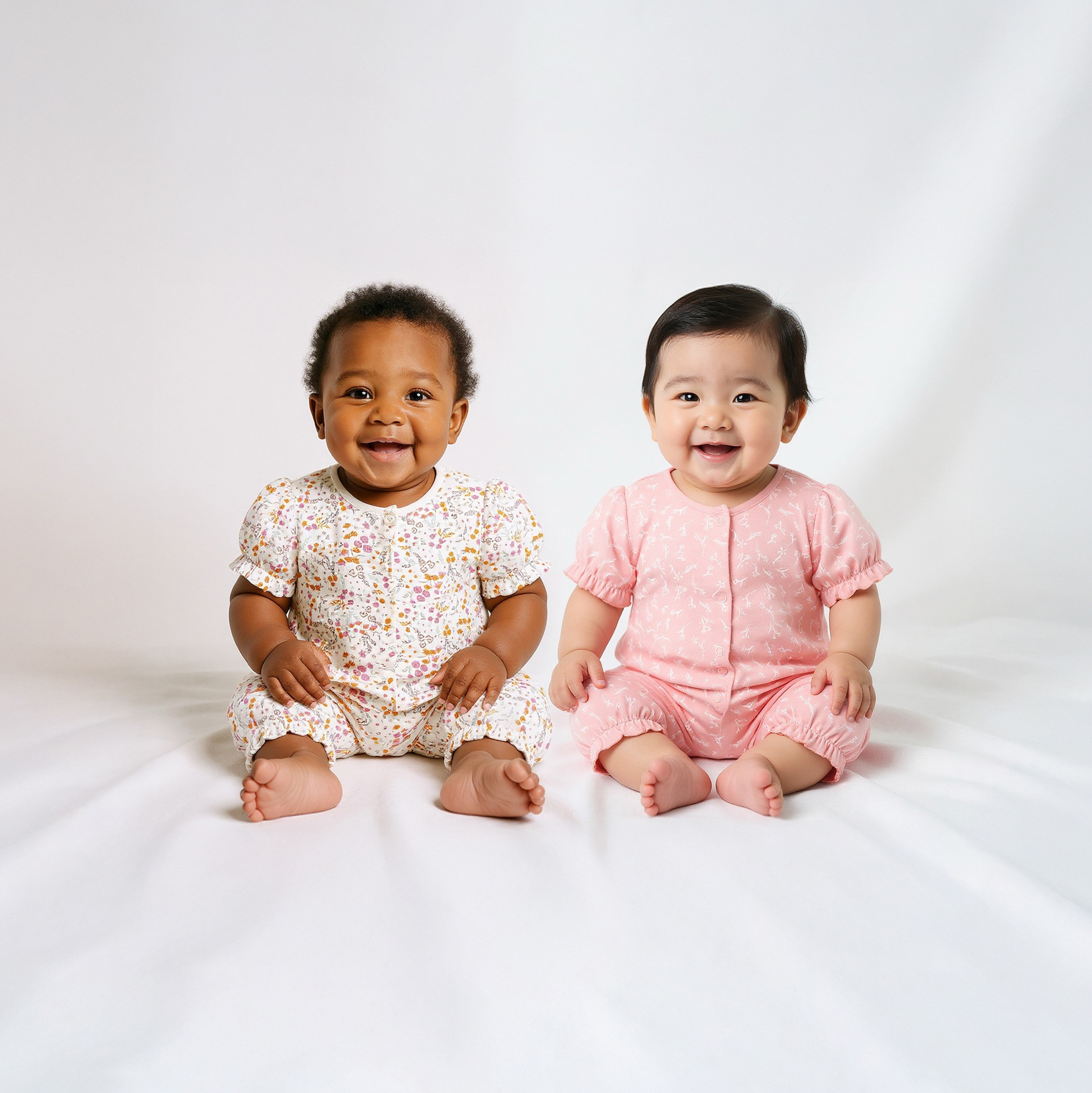 رومبر بأكمام منفوخة وطبعات من جونيورز - طقم من 2-baby-girls-clothing-rompers-image-2