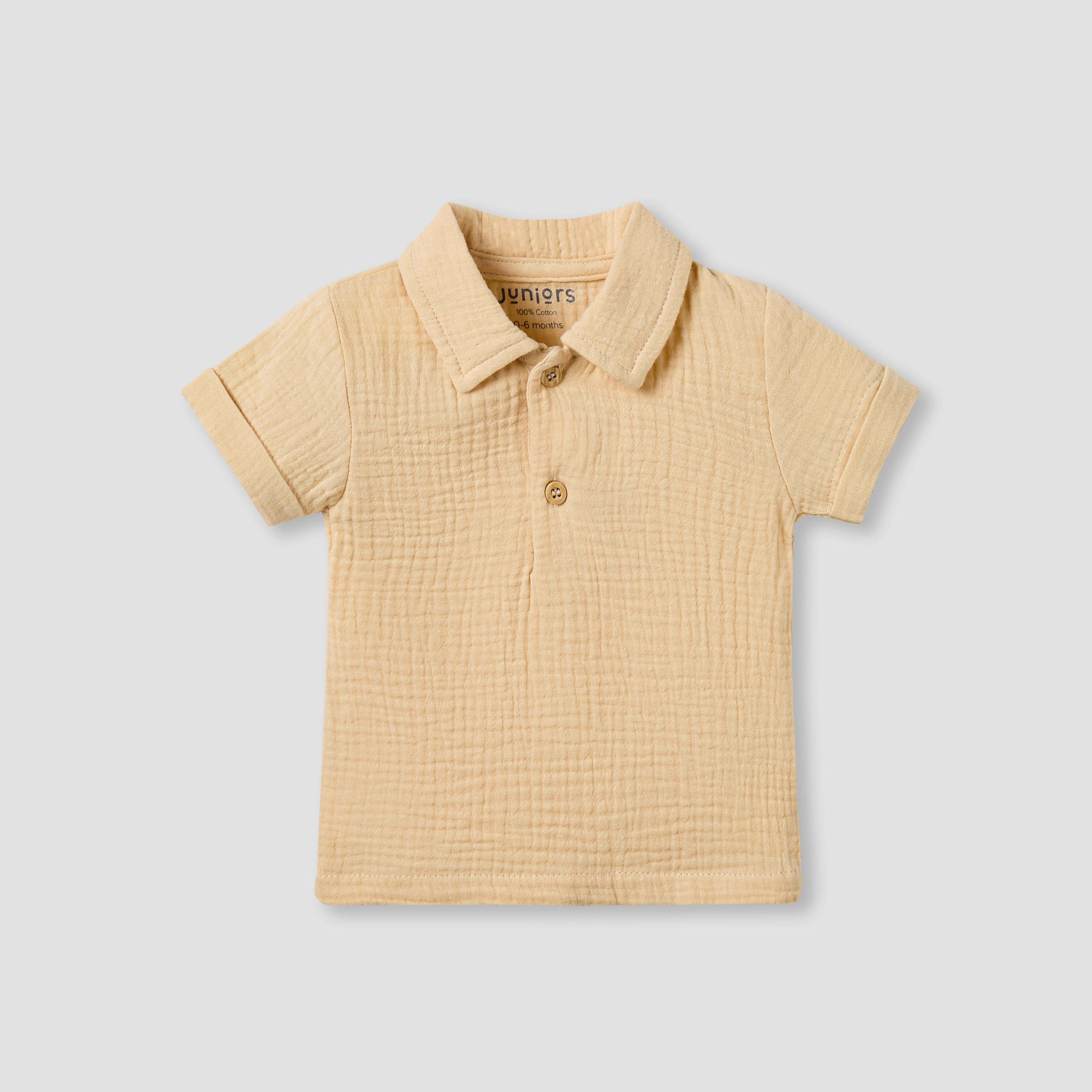 Juniors Cotton Collared Short Sleeves Shorts Set with Textured Design-baby-boys-clothing-setsandcoords-image-3
