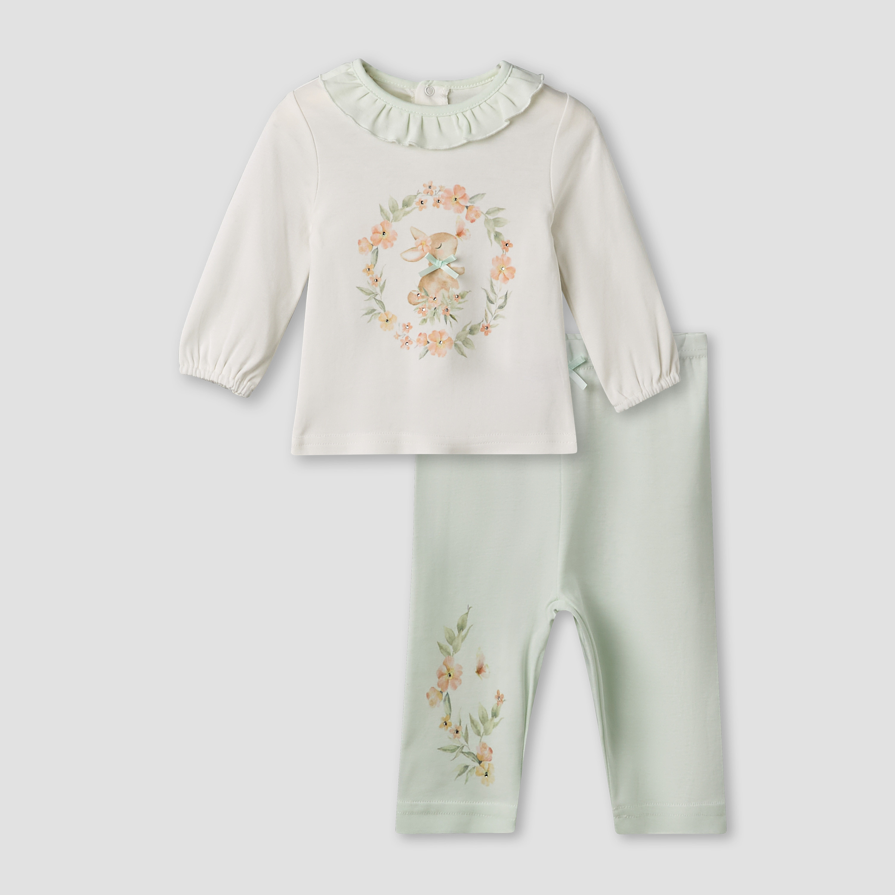 Giggles Cotton Round Neck Long Sleeves Pyjama Set with Rabbit Print-baby-girls-clothing-nightwear-pyjamasets-image-2