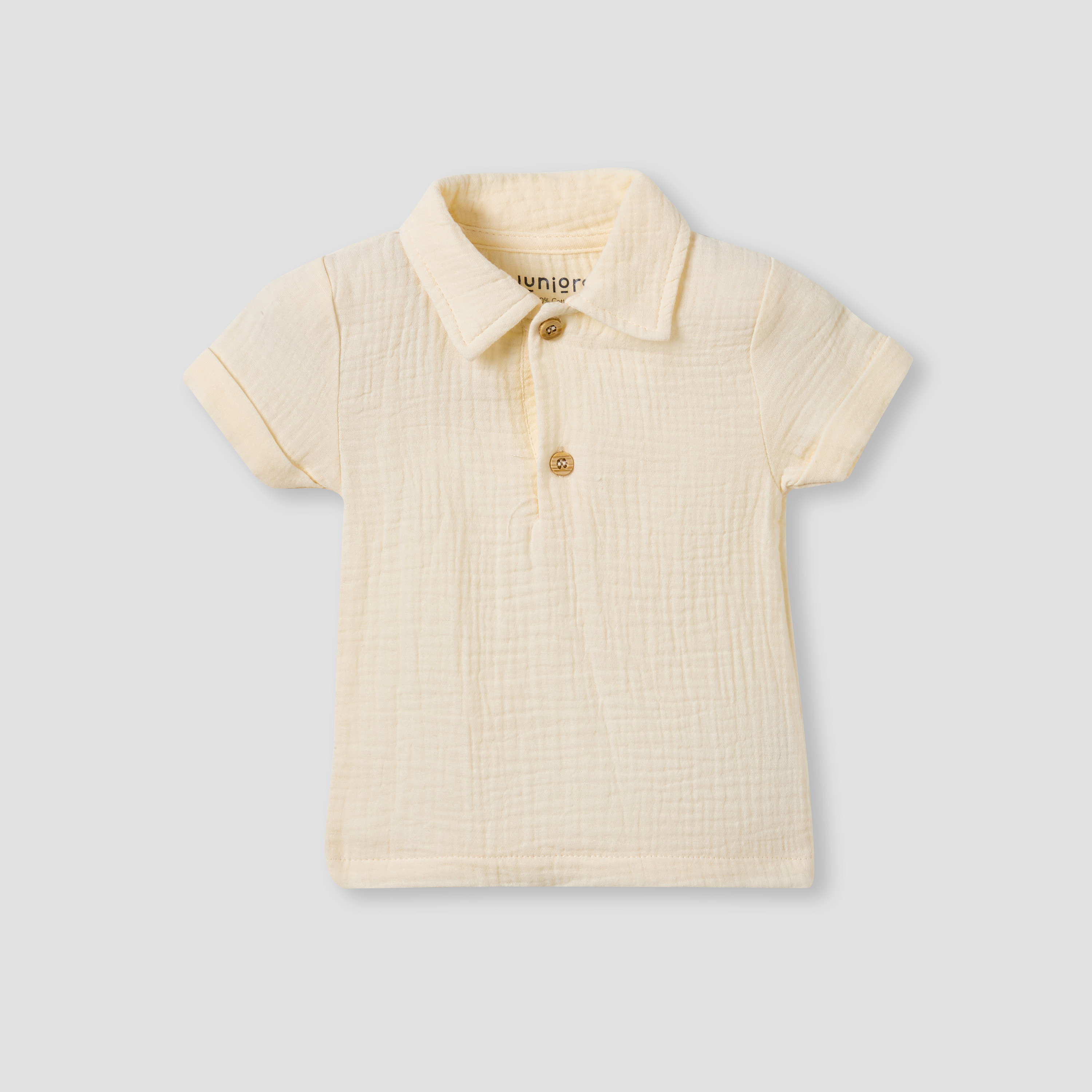 Juniors Cotton Collared Short Sleeves Shorts Set with Textured Design-baby-boys-clothing-setsandcoords-image-3