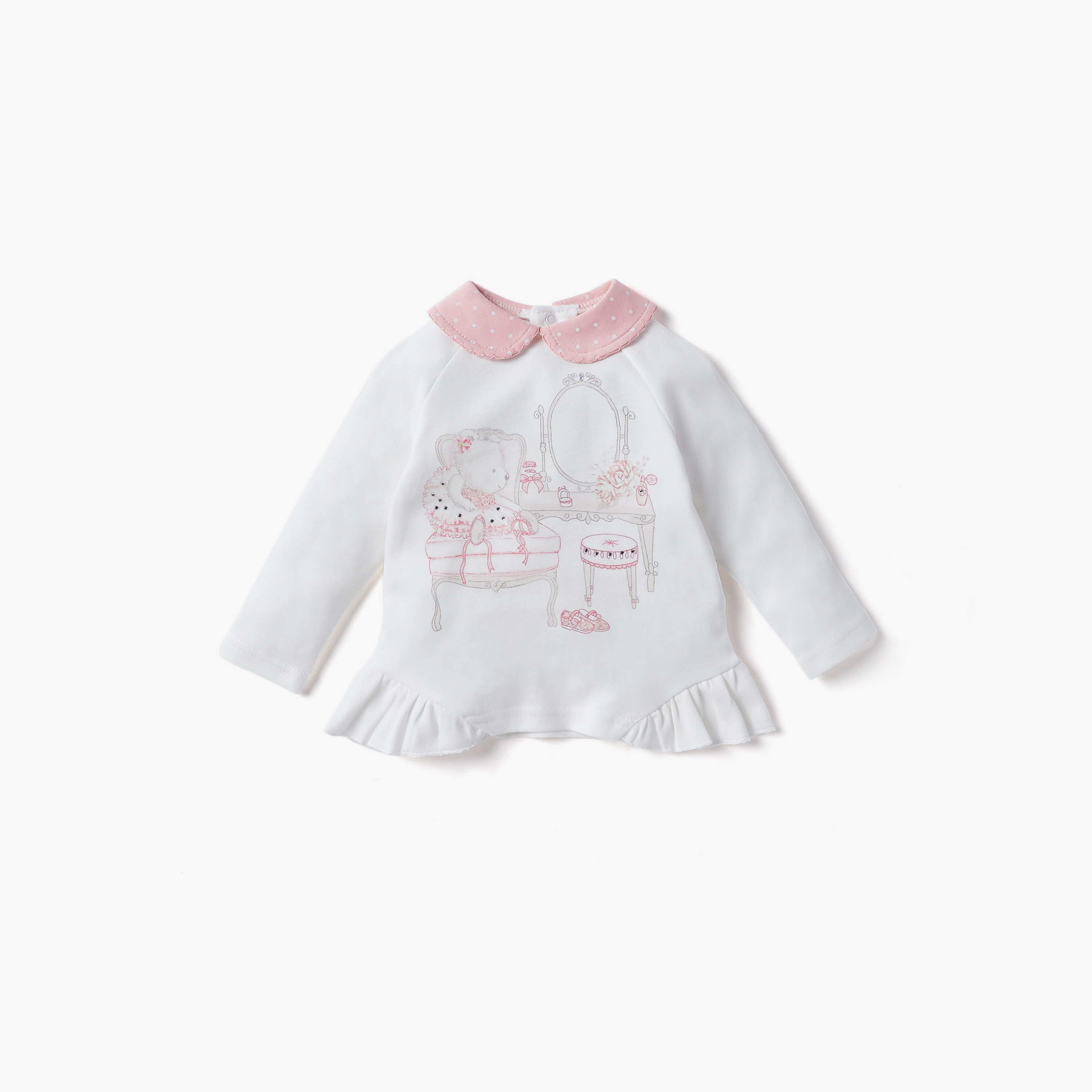 Giggles Bear Print Top and Pyjama Set-baby-girls-clothing-nightwear-pyjamasets-image-2